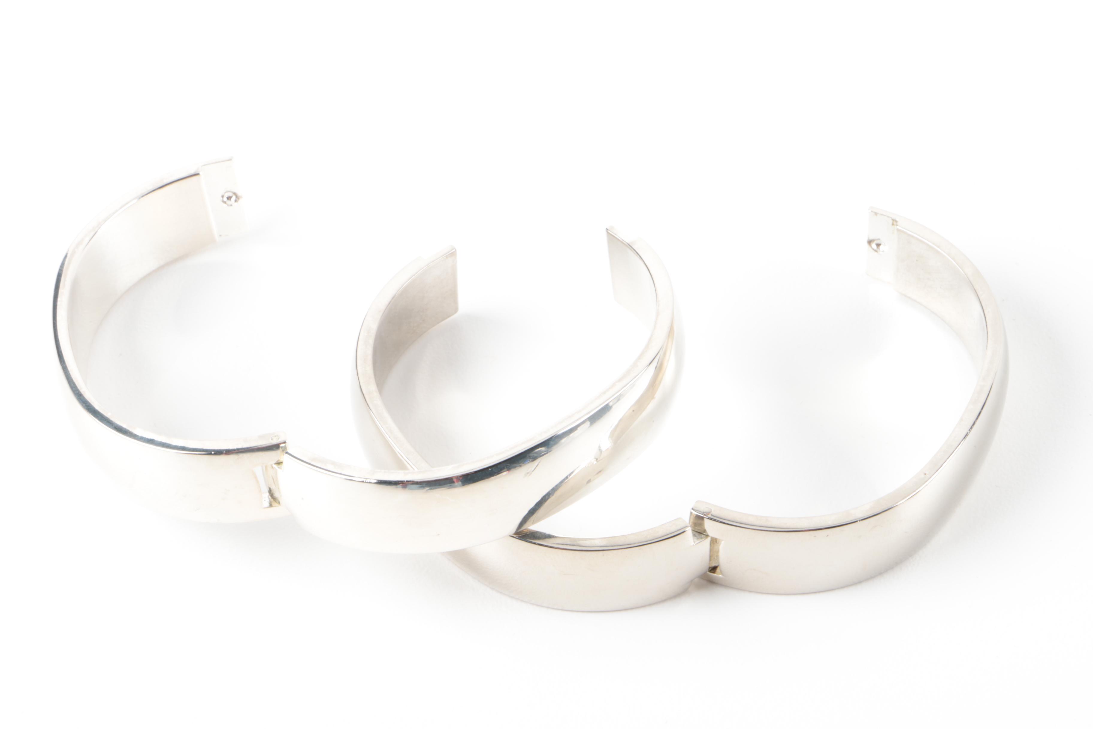 Pair of Sterling Silver Hinged Cuff Bracelets