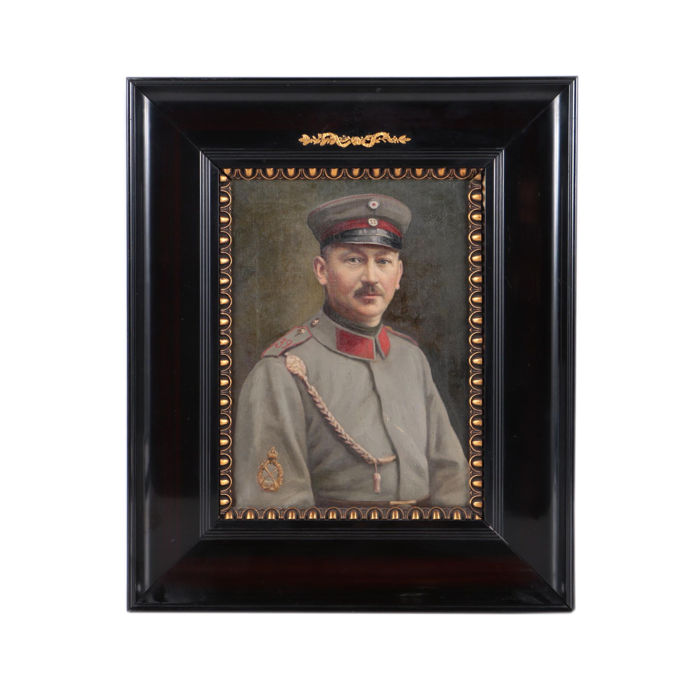 Oil Painting on Canvas of World War One German Soldier