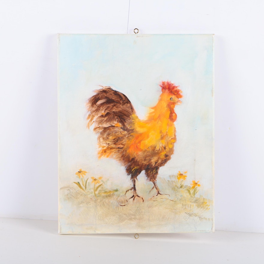 Oil Painting on Canvas of a Hen
