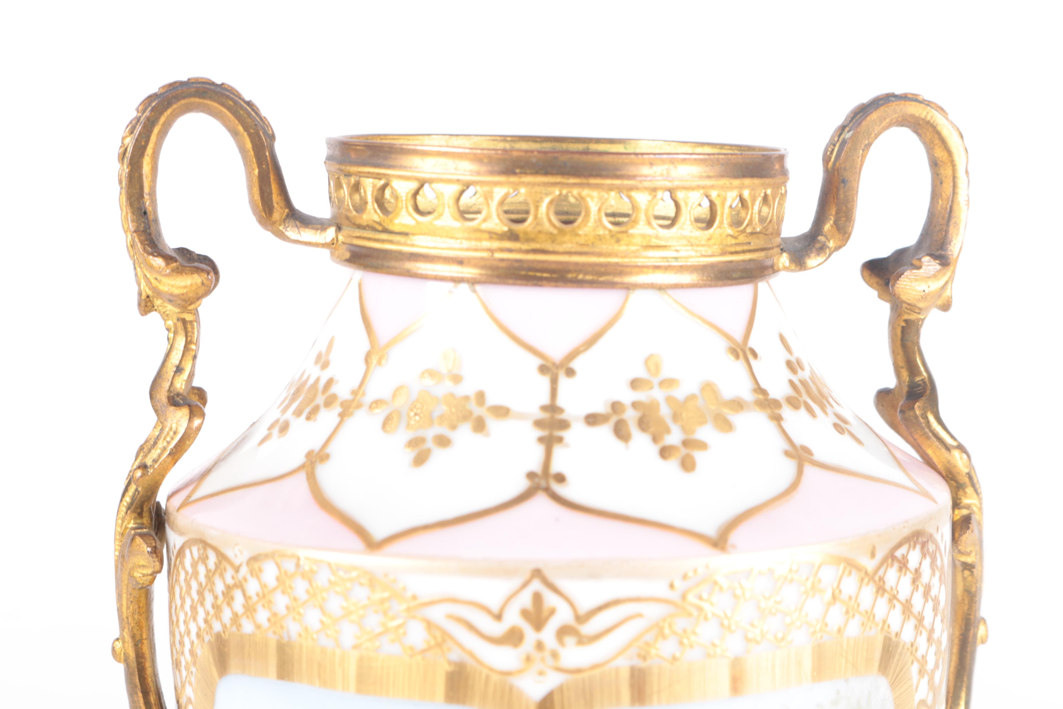 Antique Signed P. Roche French Sevres Style Hand-Painted Porcelain Vase