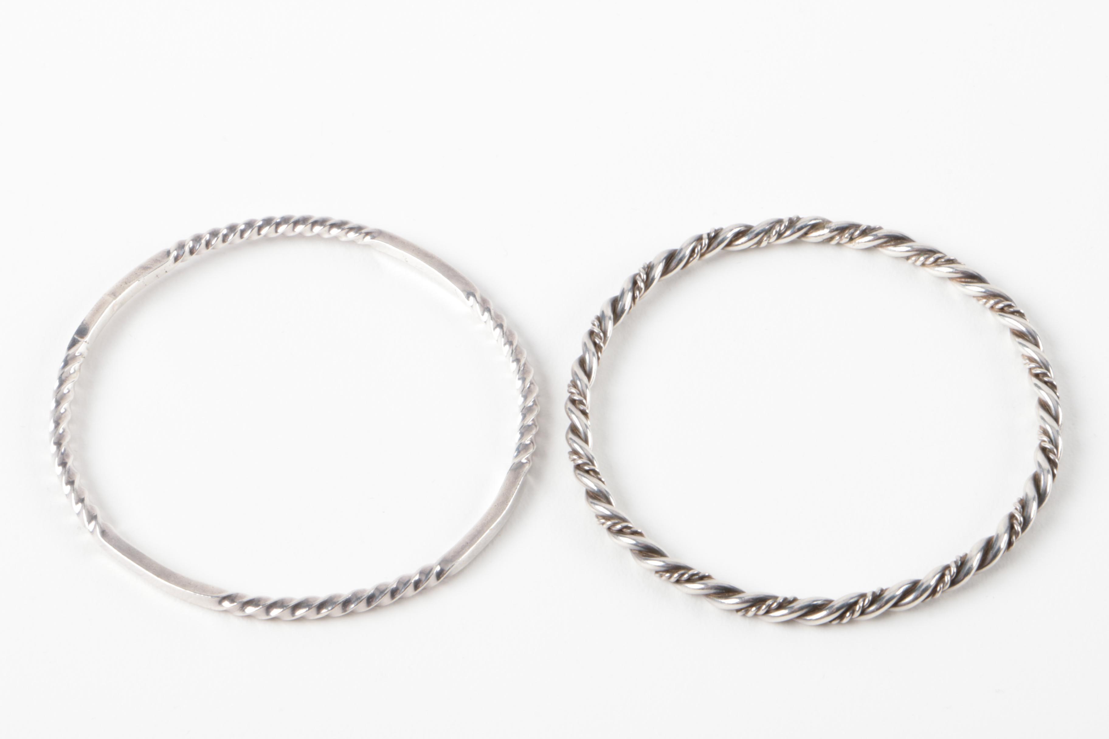 Sterling Silver Bracelets and Applique Dome Ring