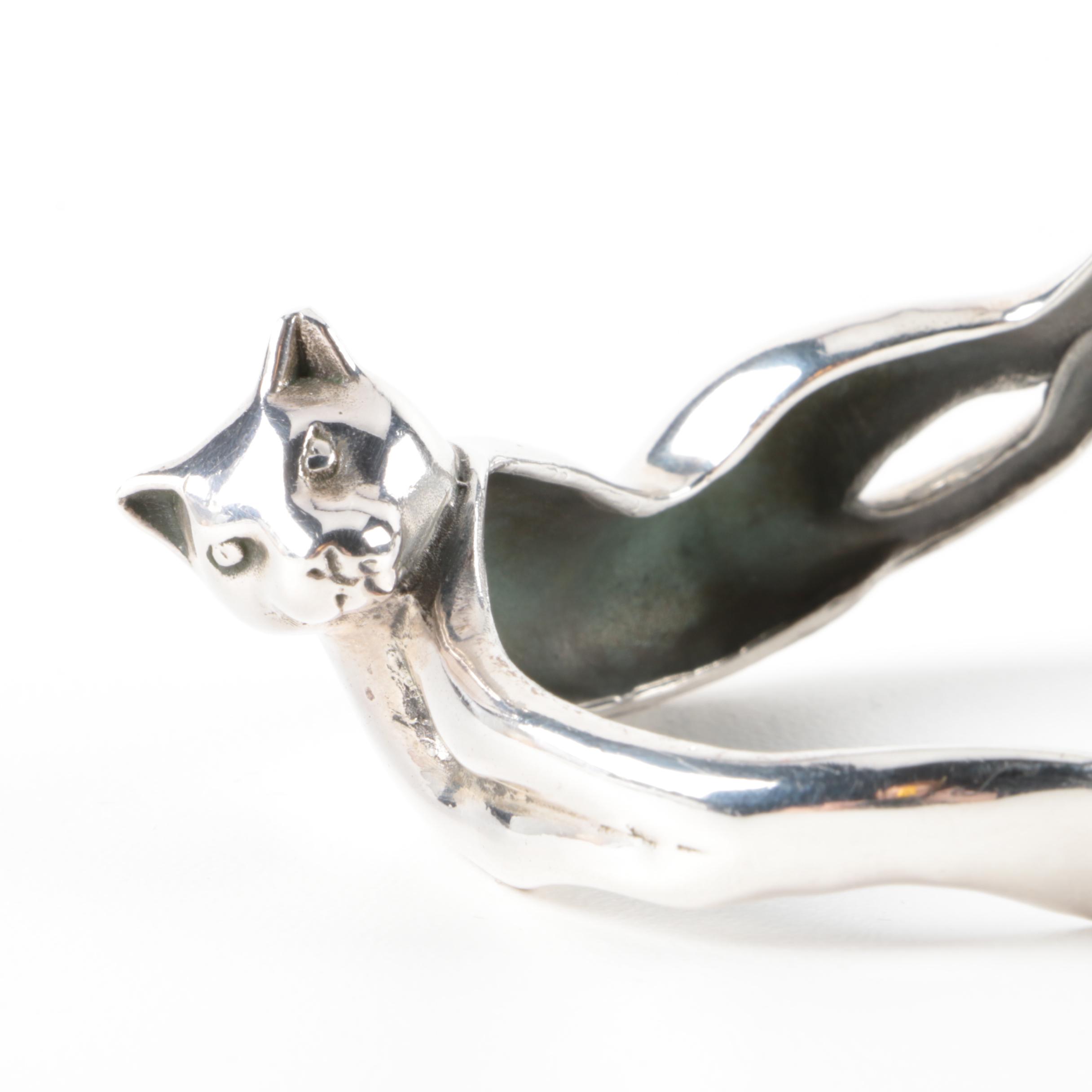 Sterling Silver Cat Cuff Bracelet