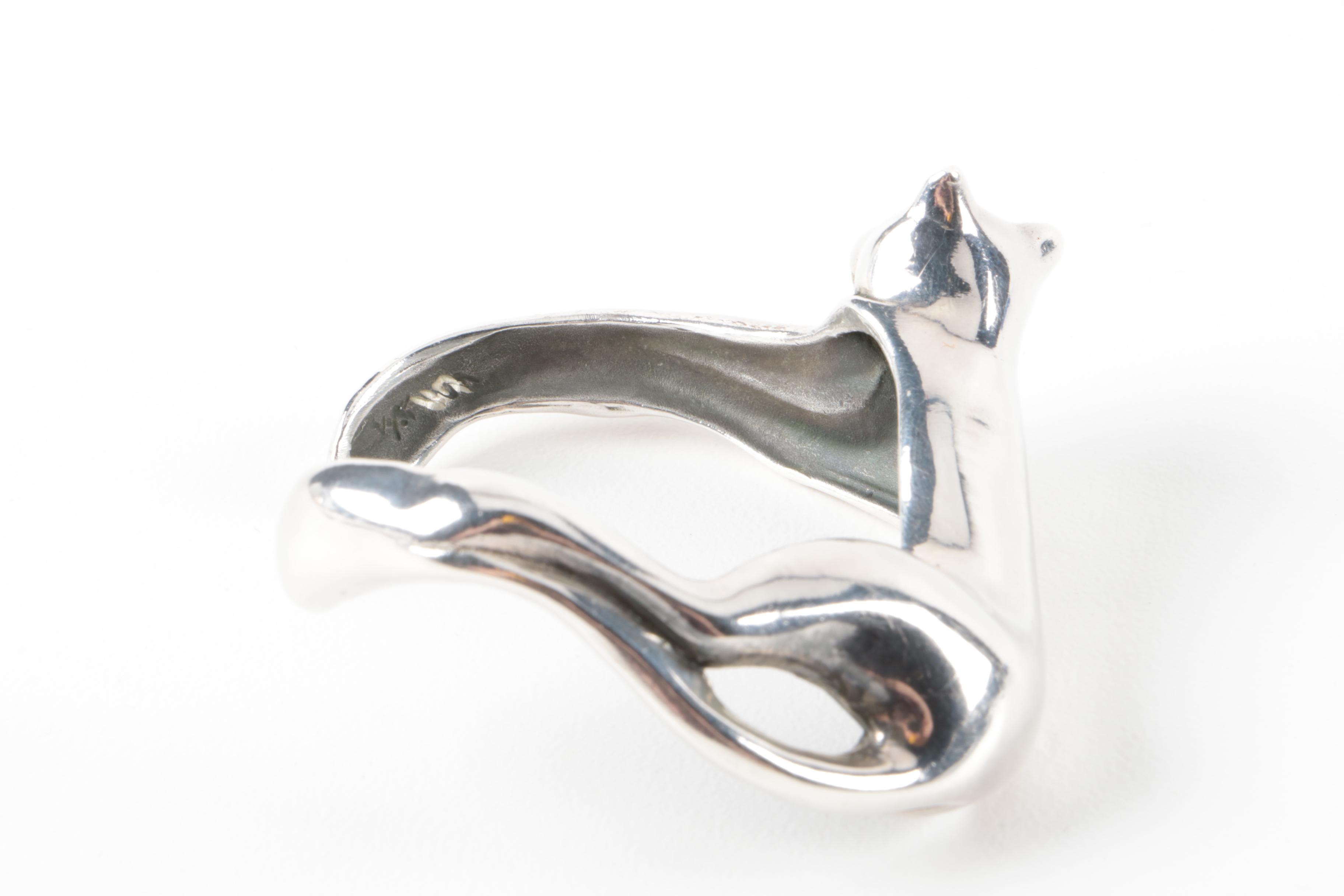 Sterling Silver Cat Cuff Bracelet