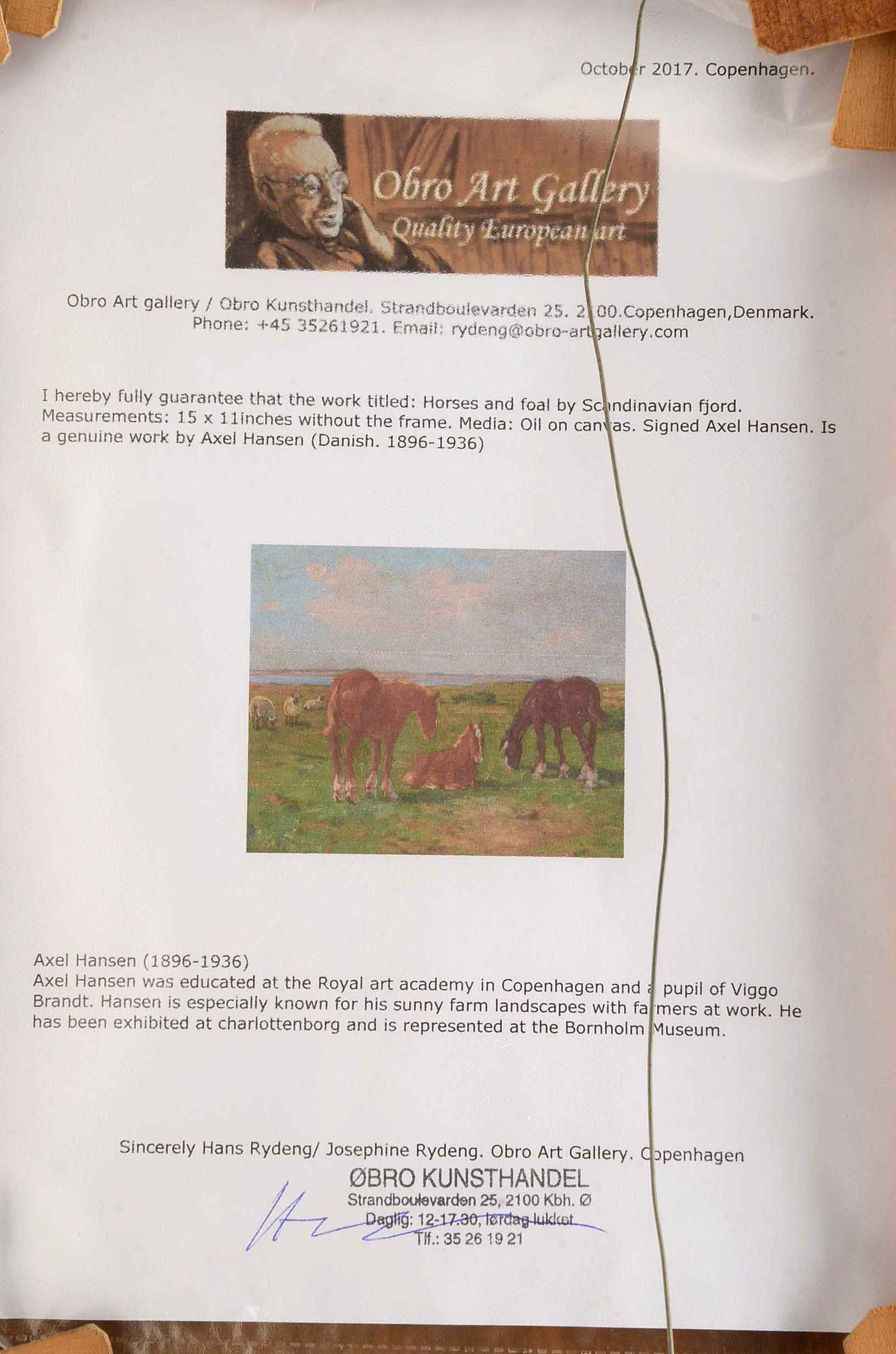 Axel Hansen Original Vintage Oil Painting on Canvas