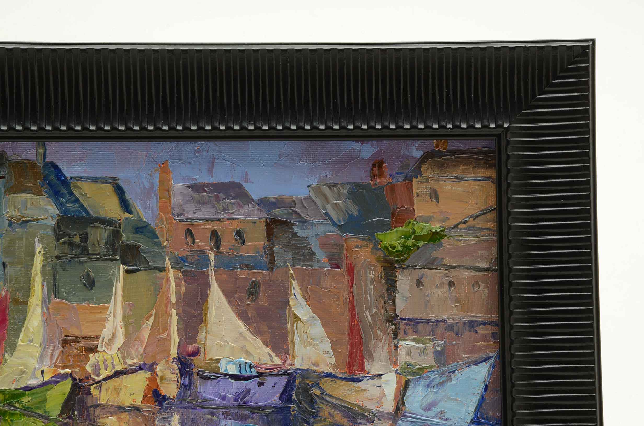 James Baldoumas Signed Oil Painting 'Sailboats Ma Harbor'