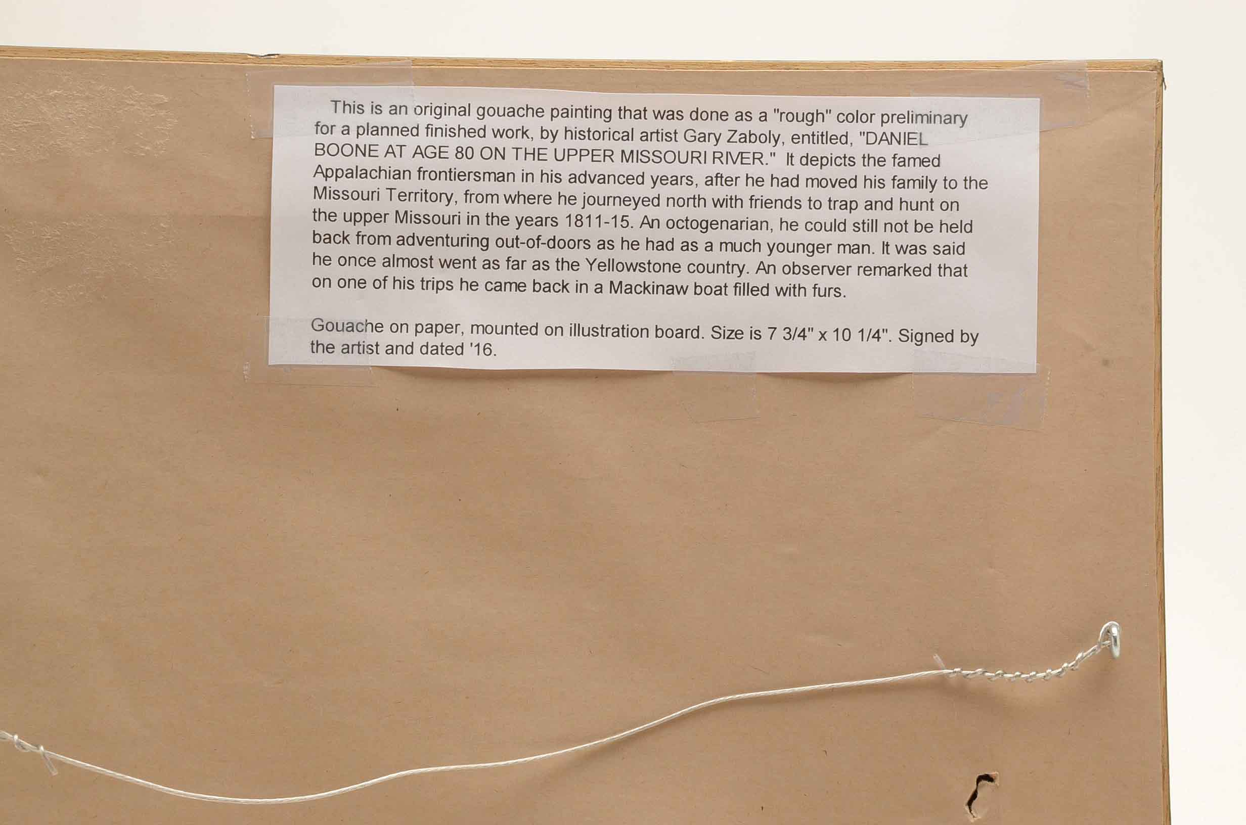 Gary Zaboly Signed Gouache Painting 'Daniel Boone at Age 80 . . .'