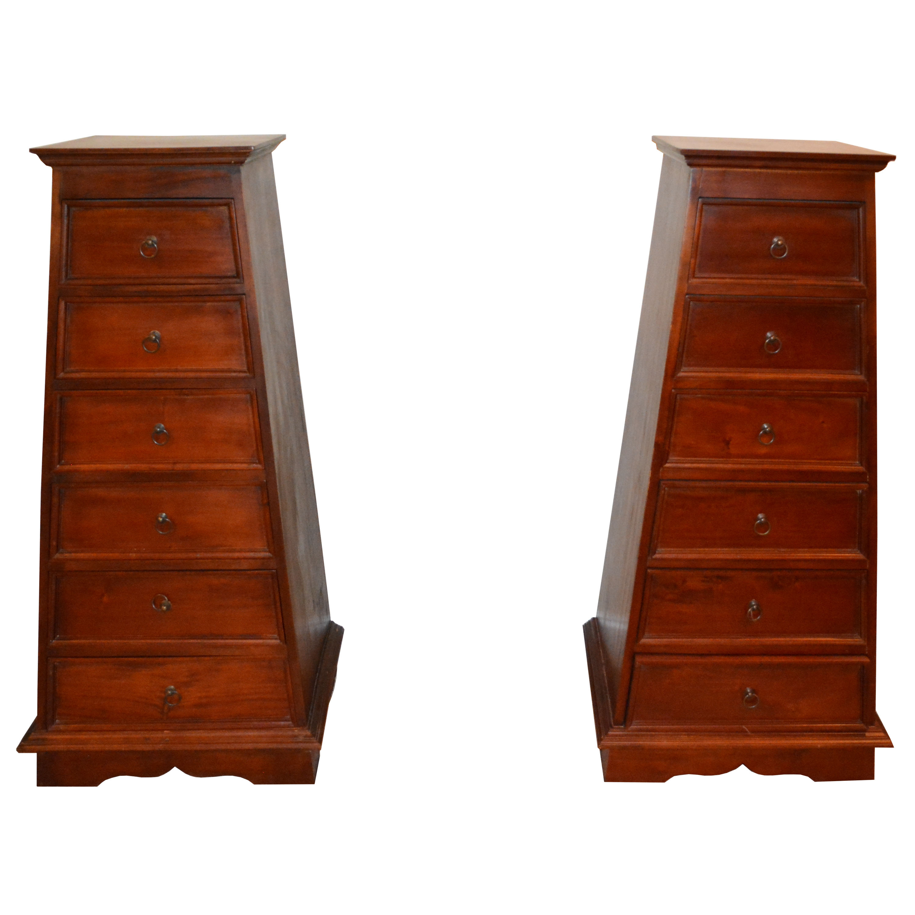A-Frame Asian Style Chest of Drawers Pair