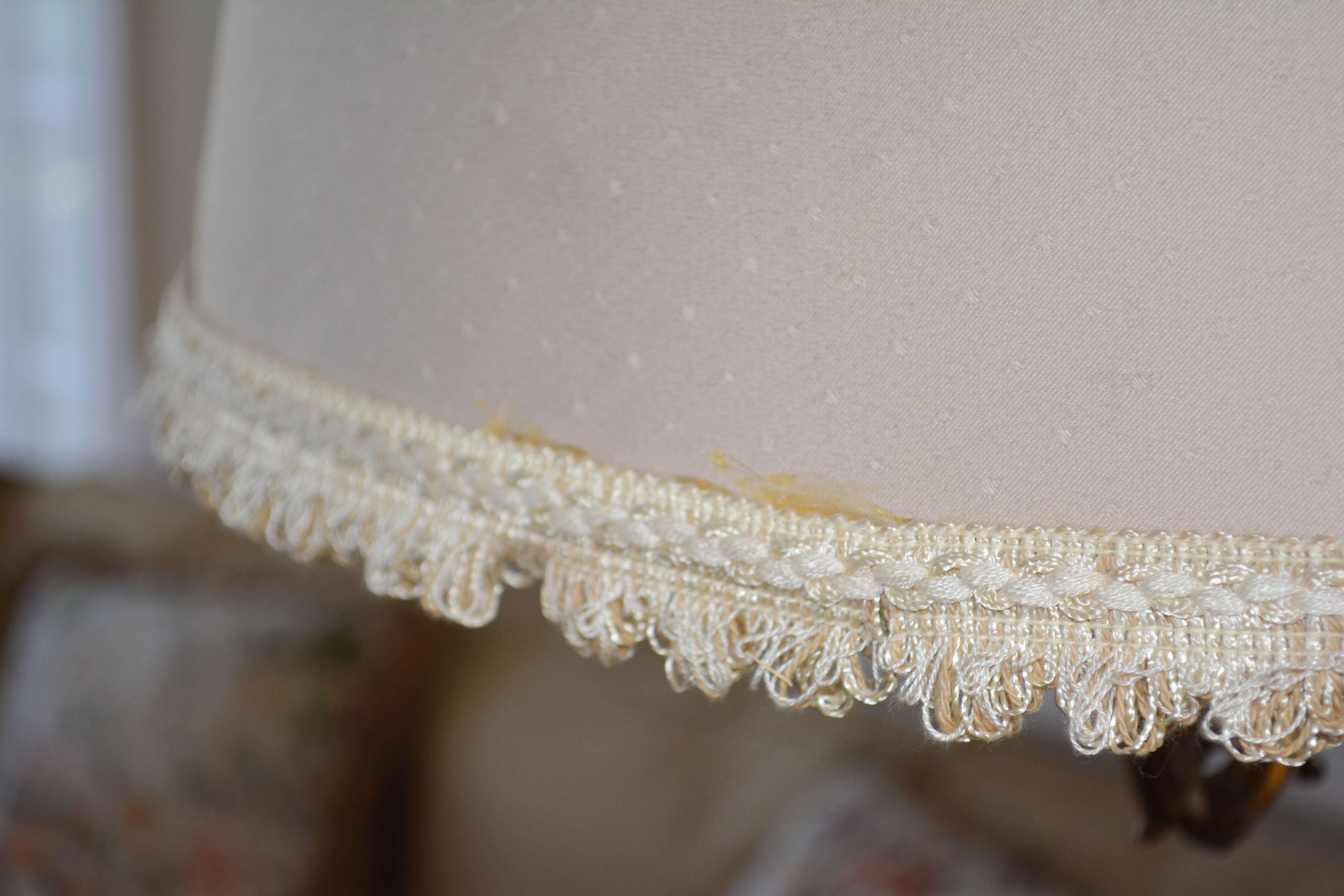 Brass Floor Lamp with White Shade