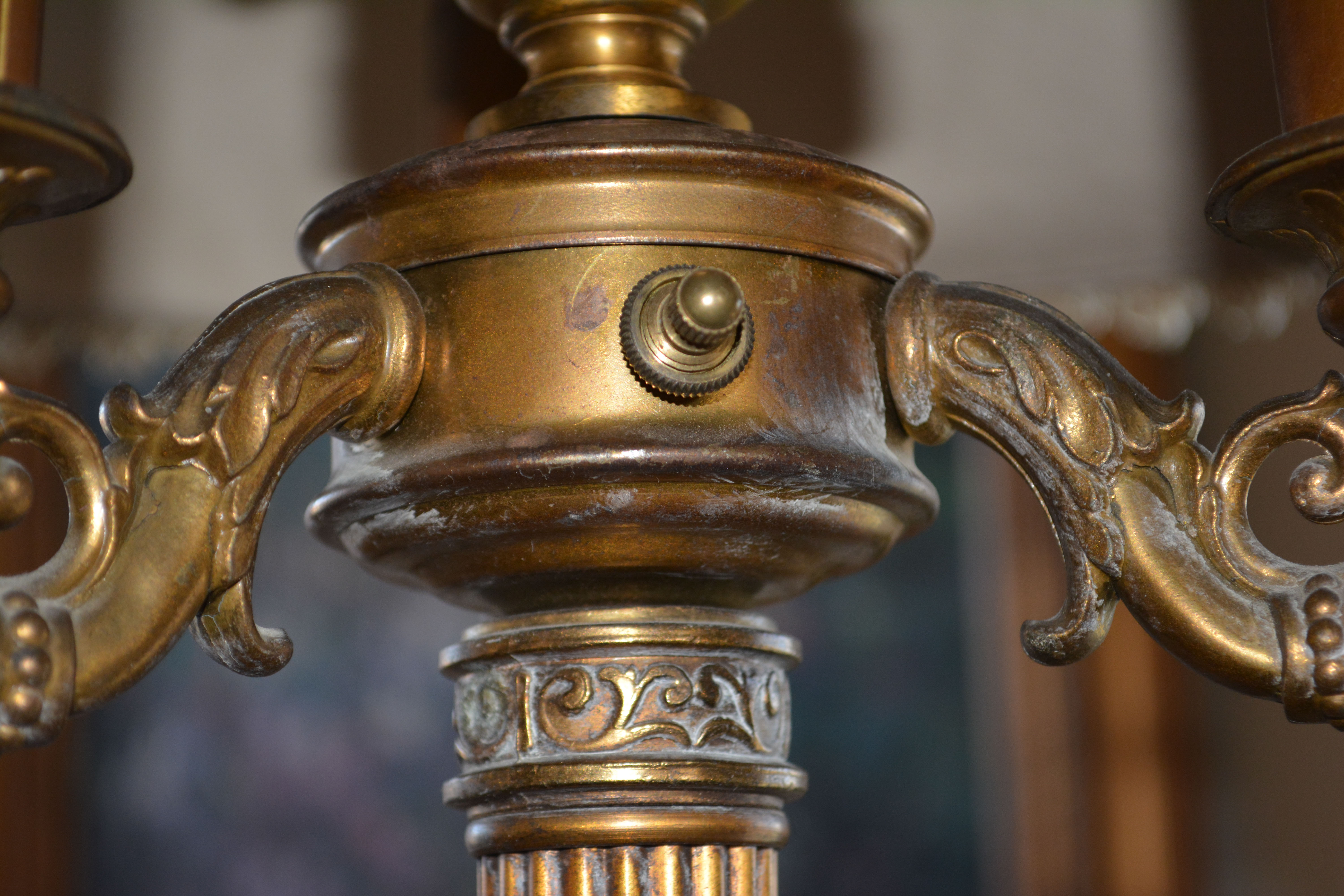 Brass Floor Lamp with White Shade