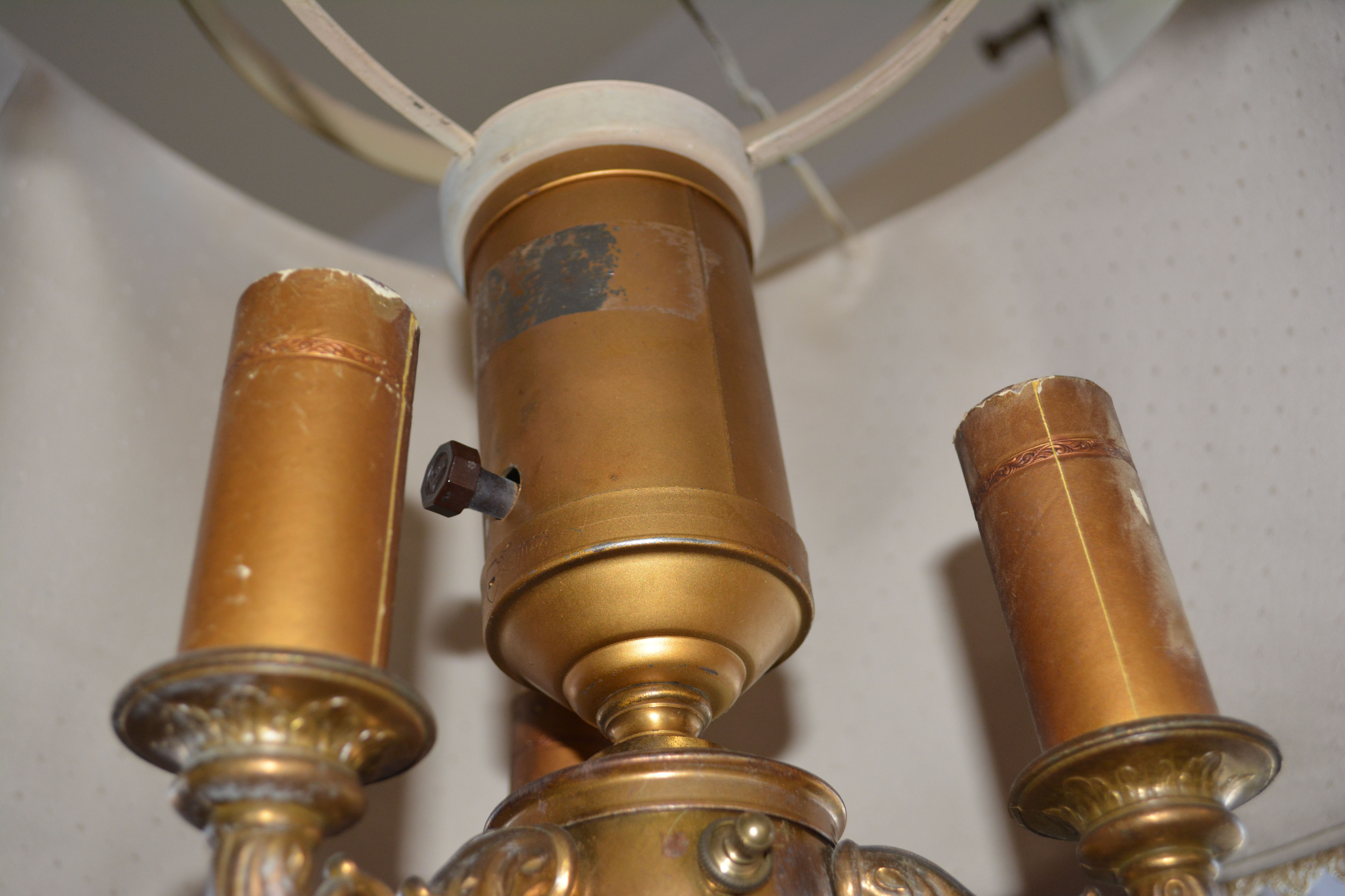 Brass Floor Lamp with White Shade