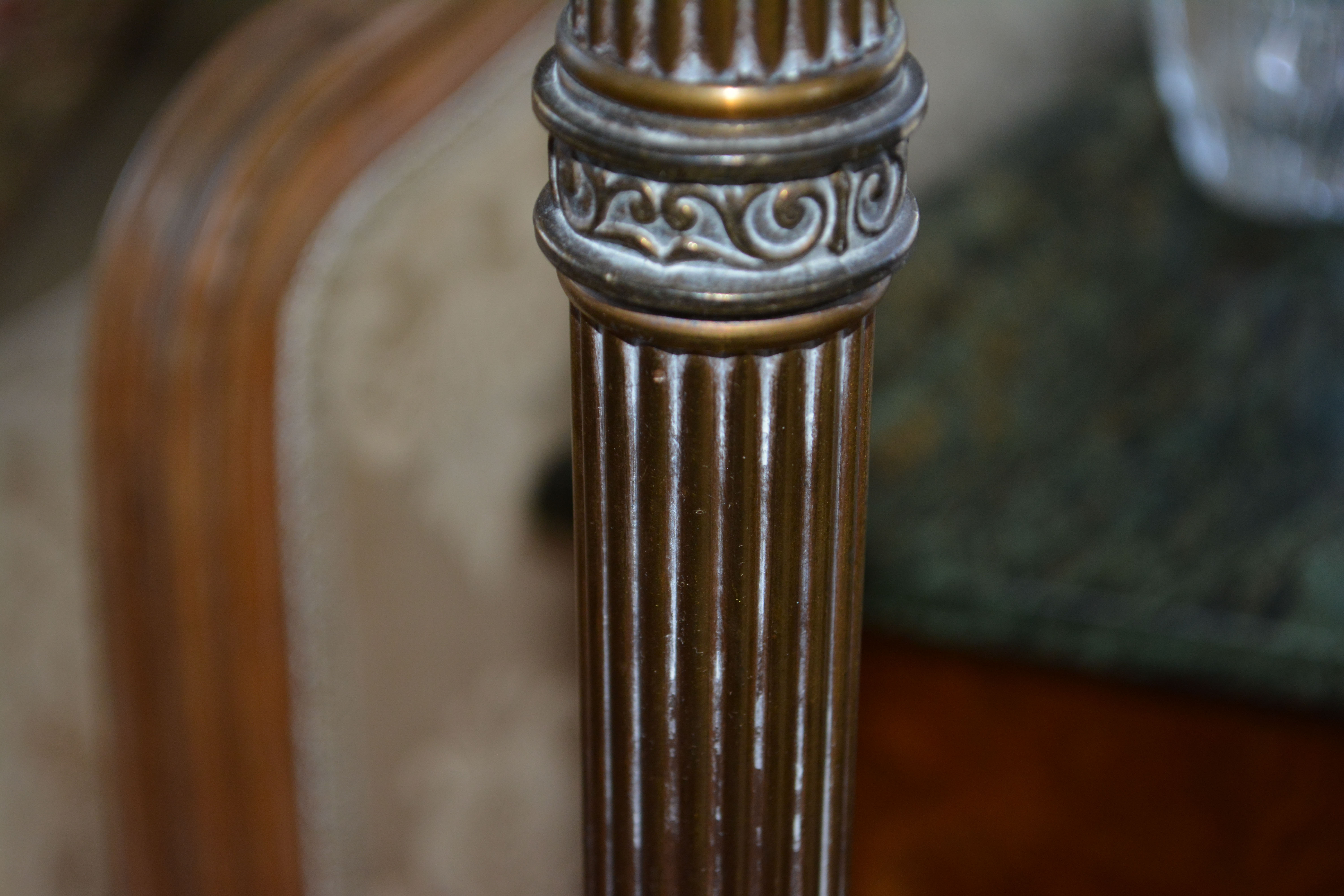 Brass Floor Lamp with White Shade