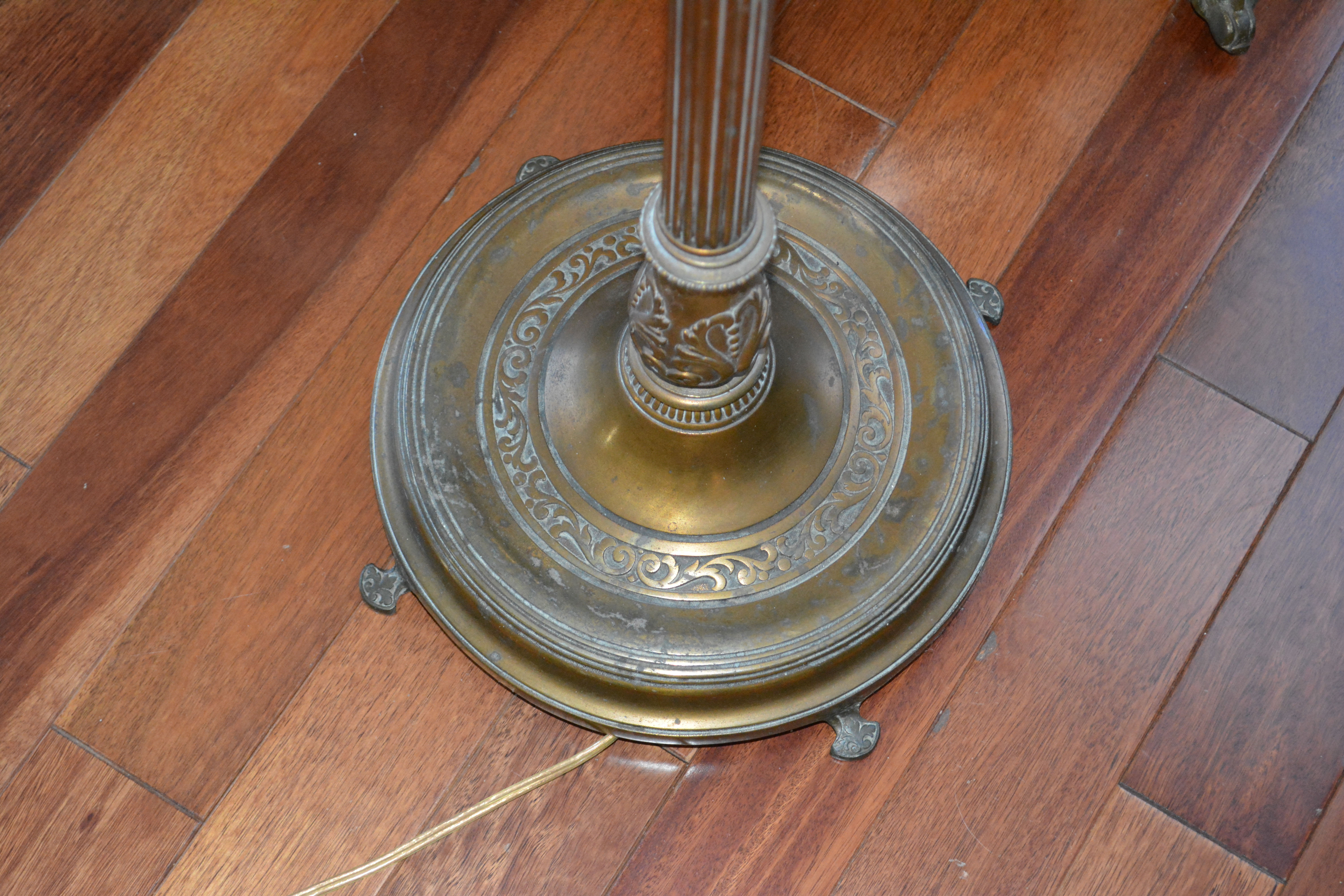 Brass Floor Lamp with White Shade