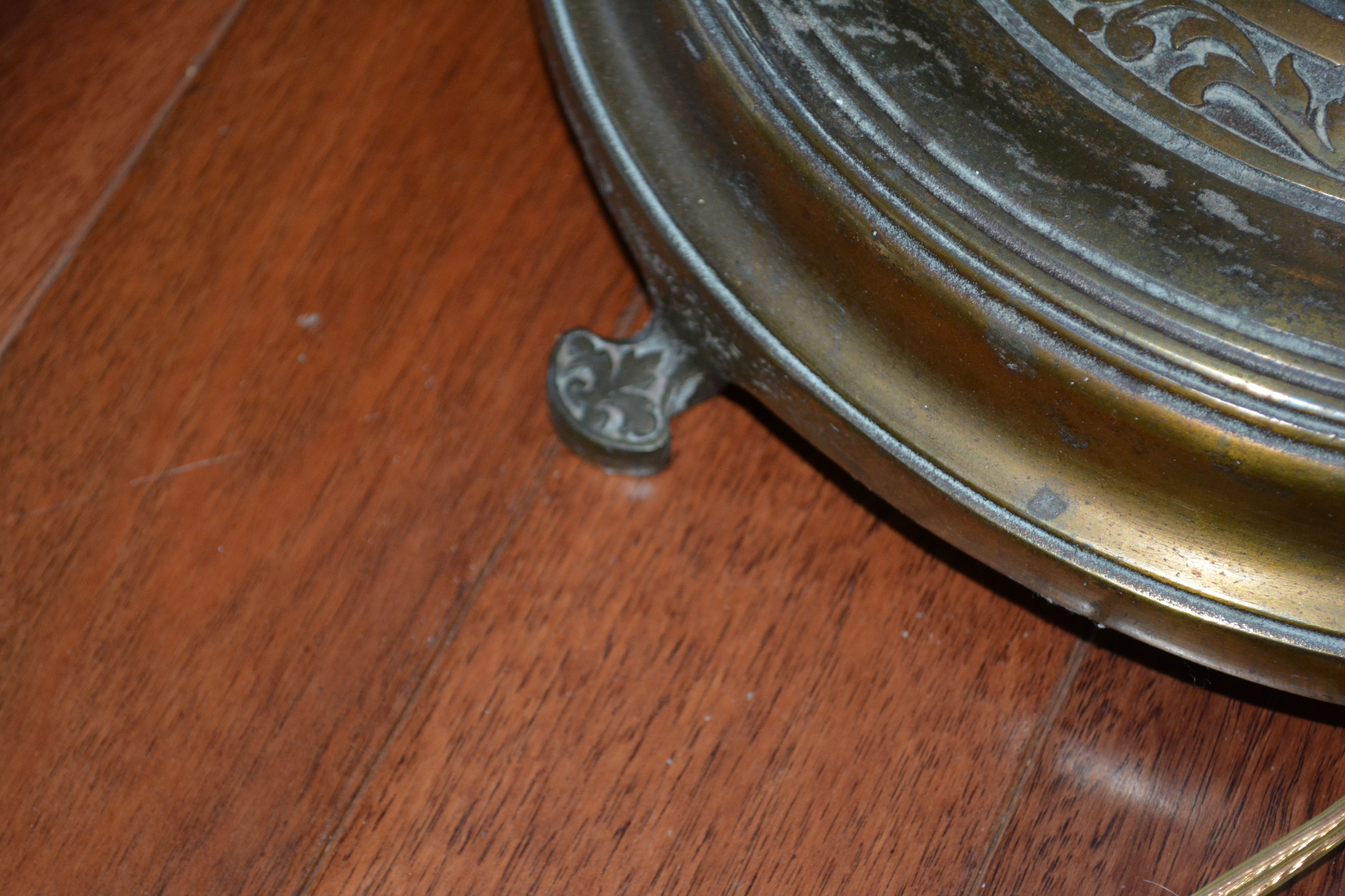 Brass Floor Lamp with White Shade