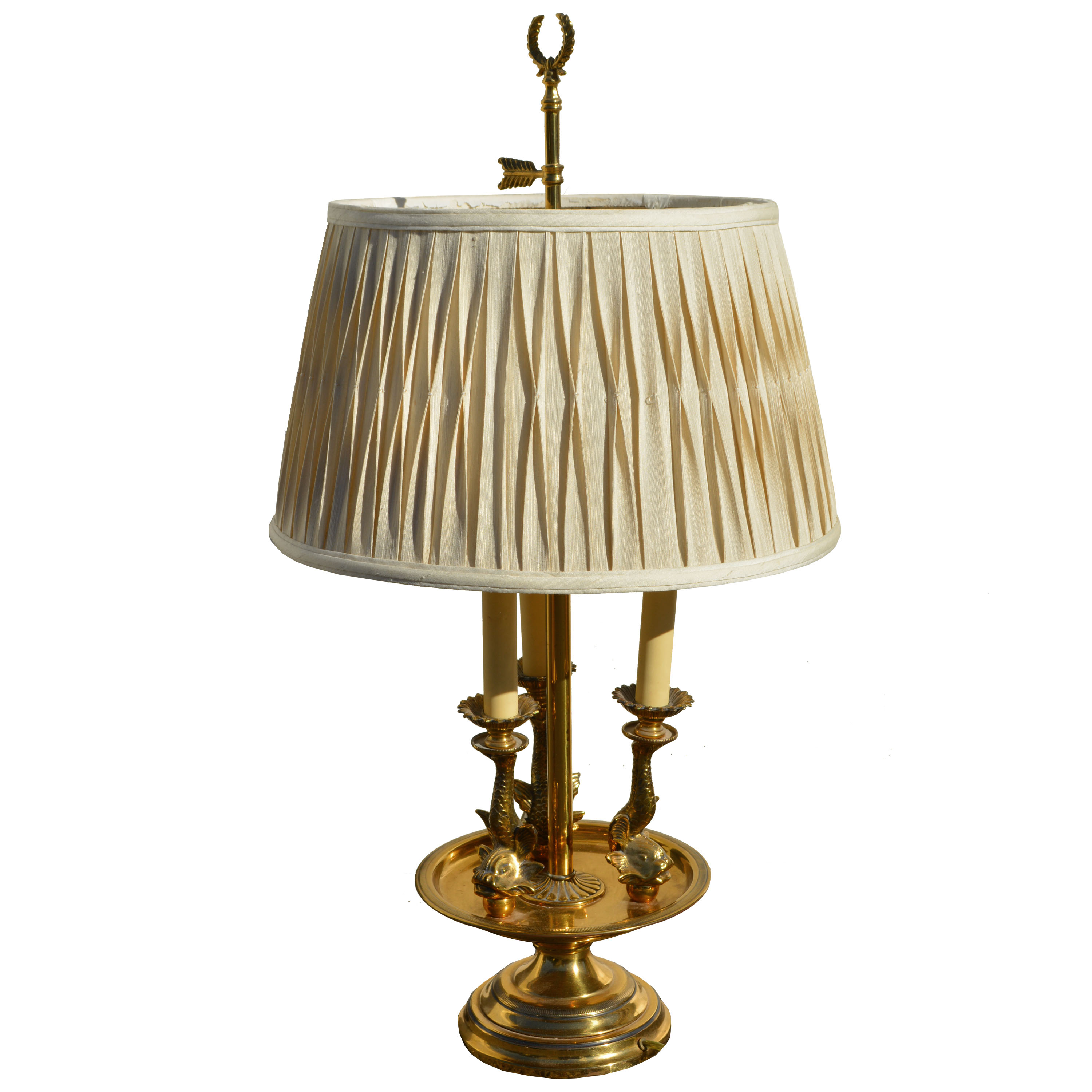 Brass Table Lamp with Dolphin Motif