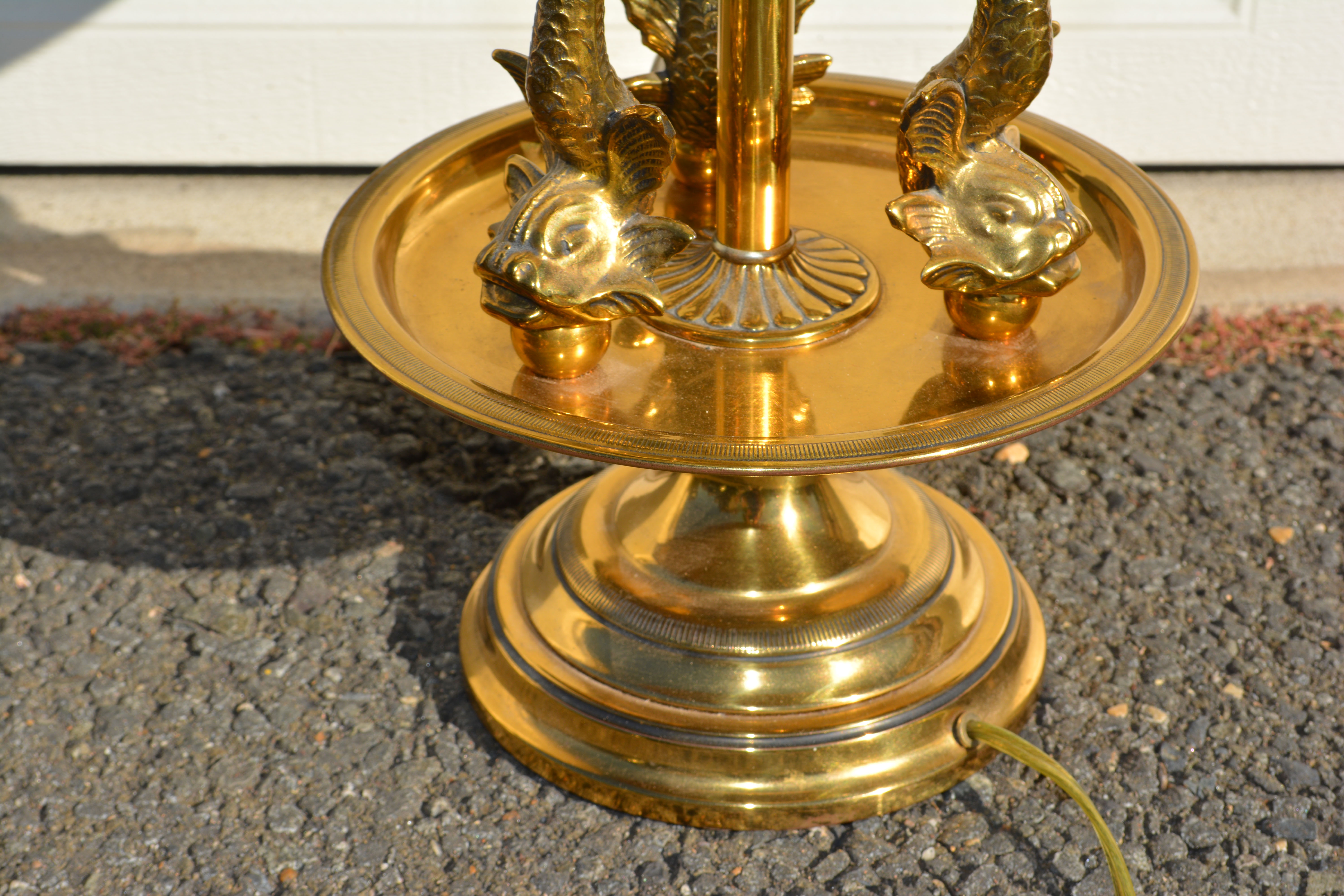 Brass Table Lamp with Dolphin Motif