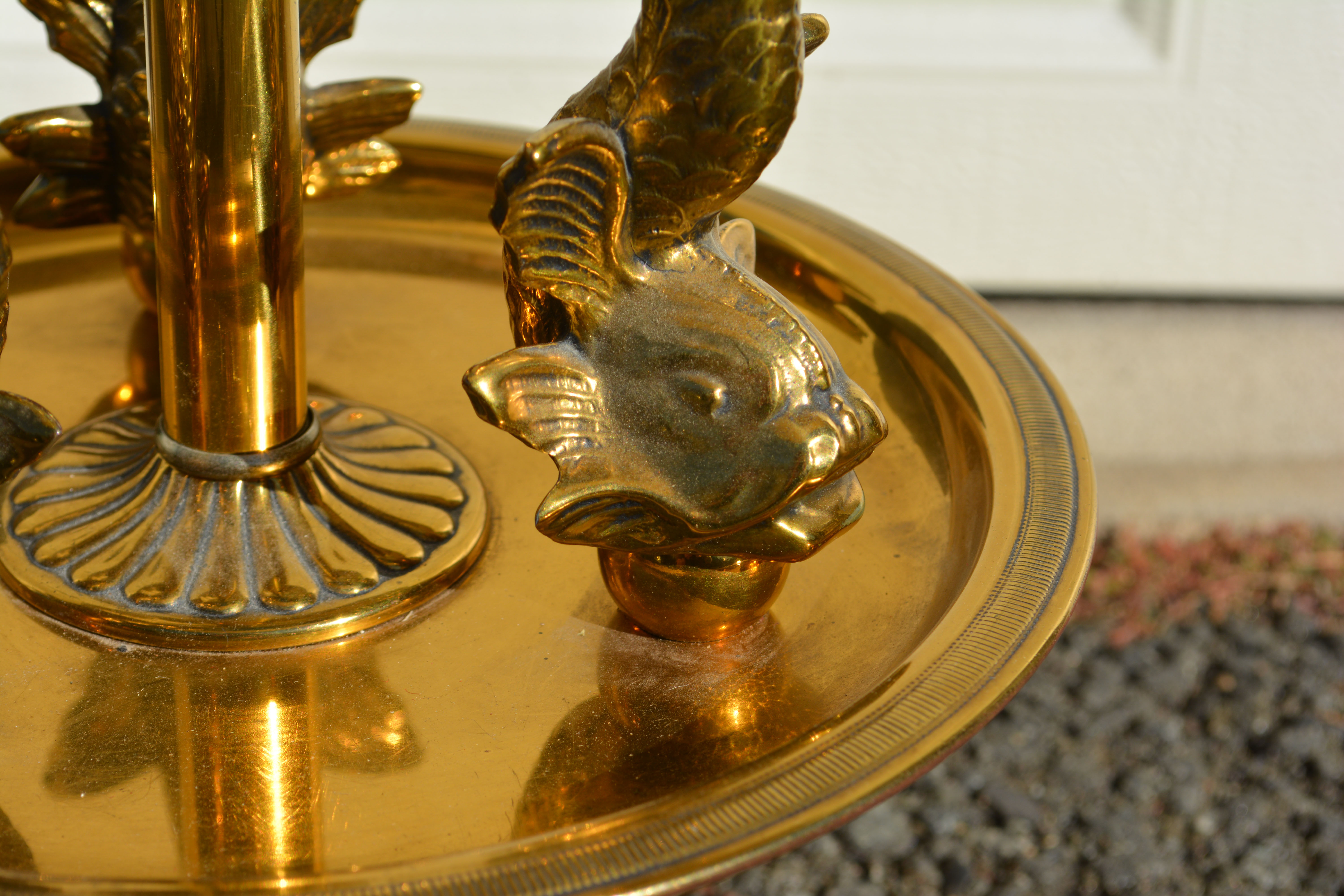 Brass Table Lamp with Dolphin Motif