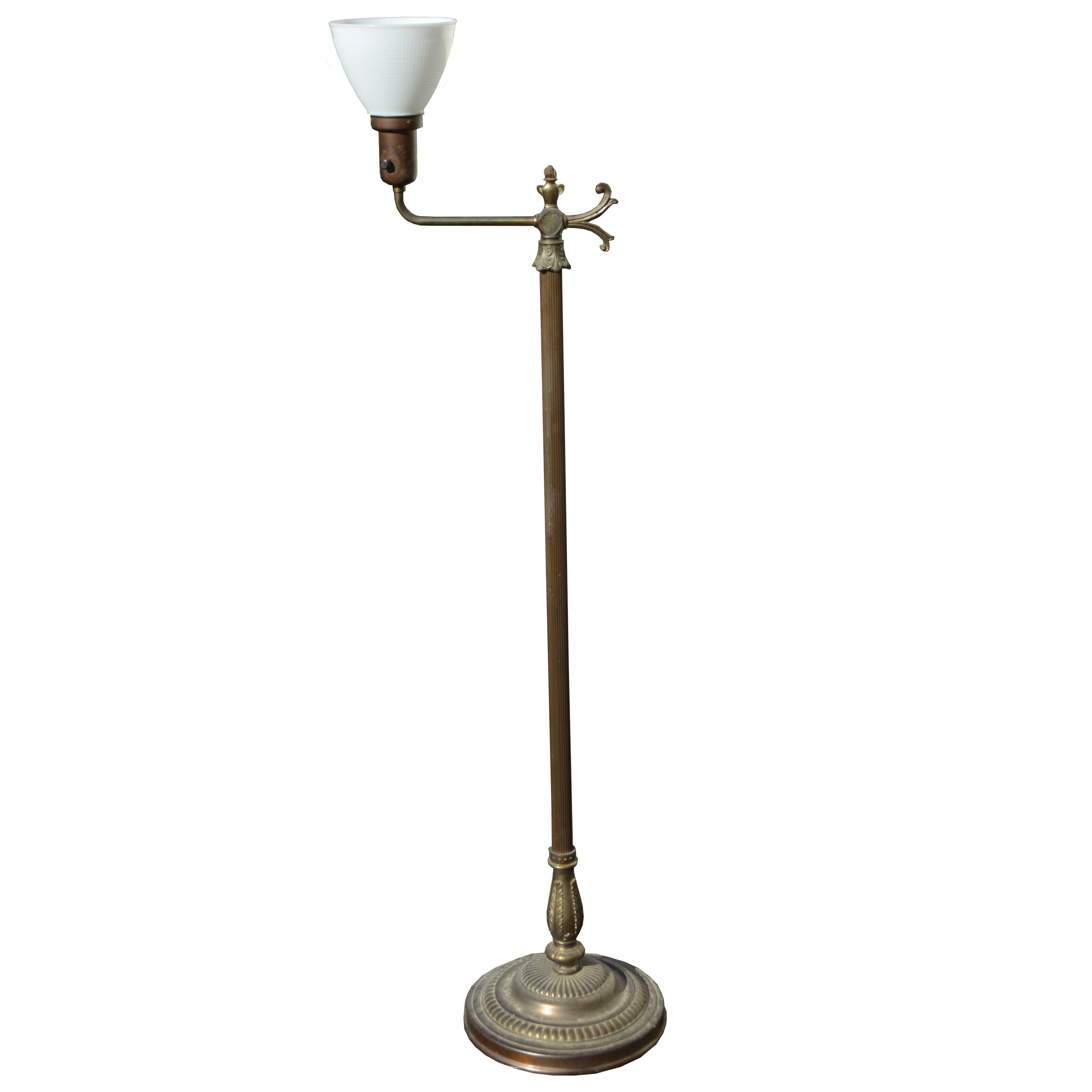 Vintage Brass Torchiere with Glass Shade