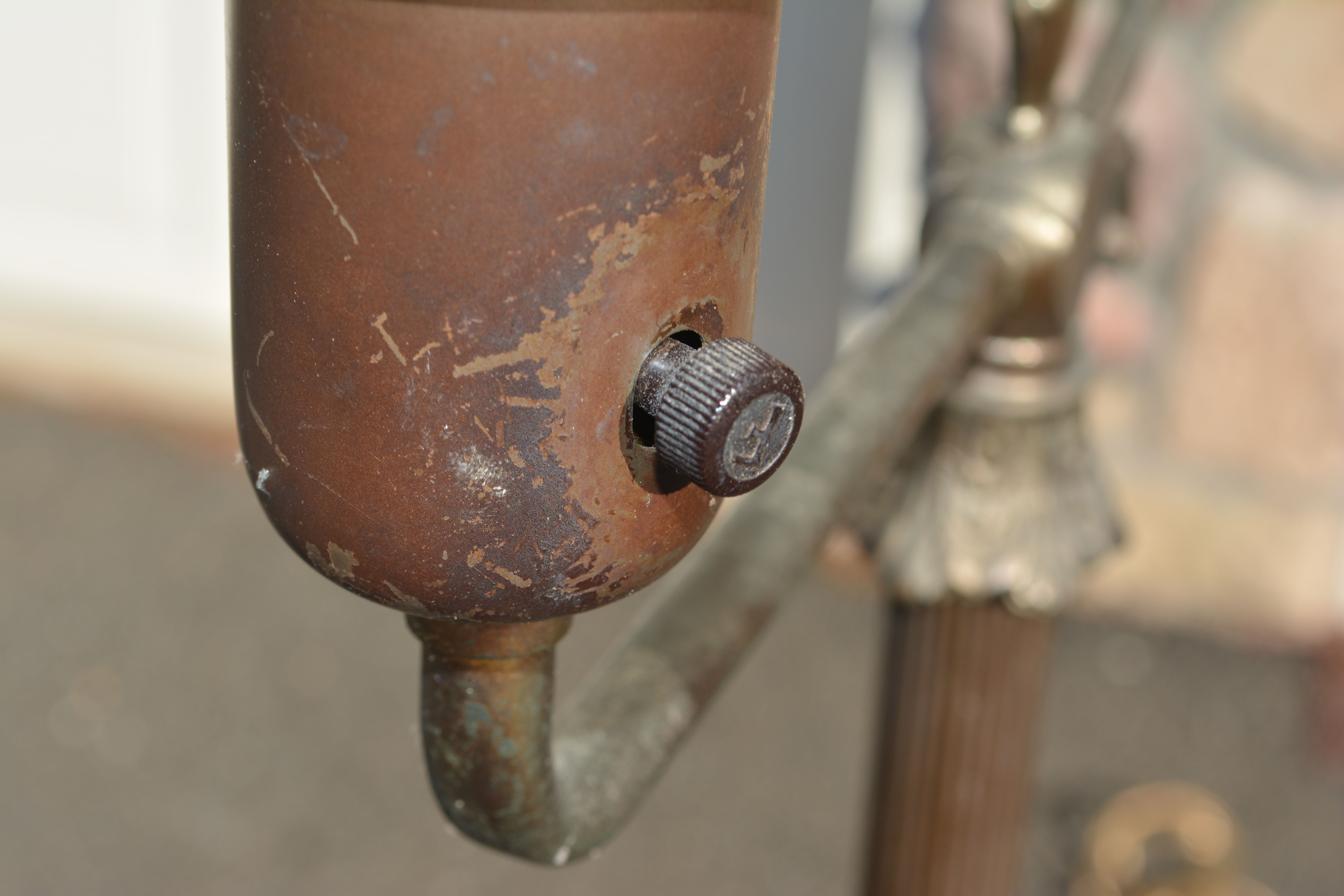 Vintage Brass Torchiere with Glass Shade