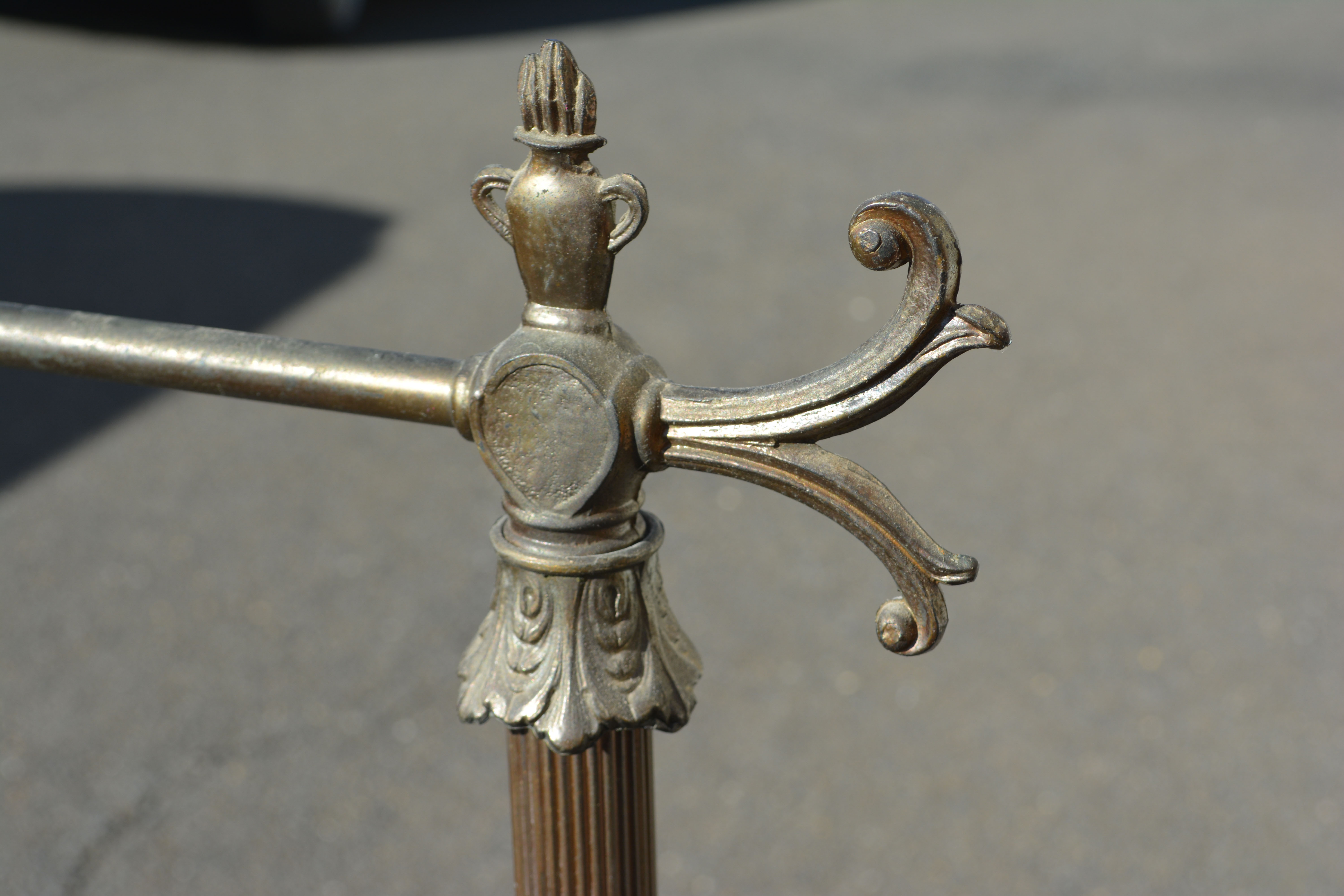 Vintage Brass Torchiere with Glass Shade