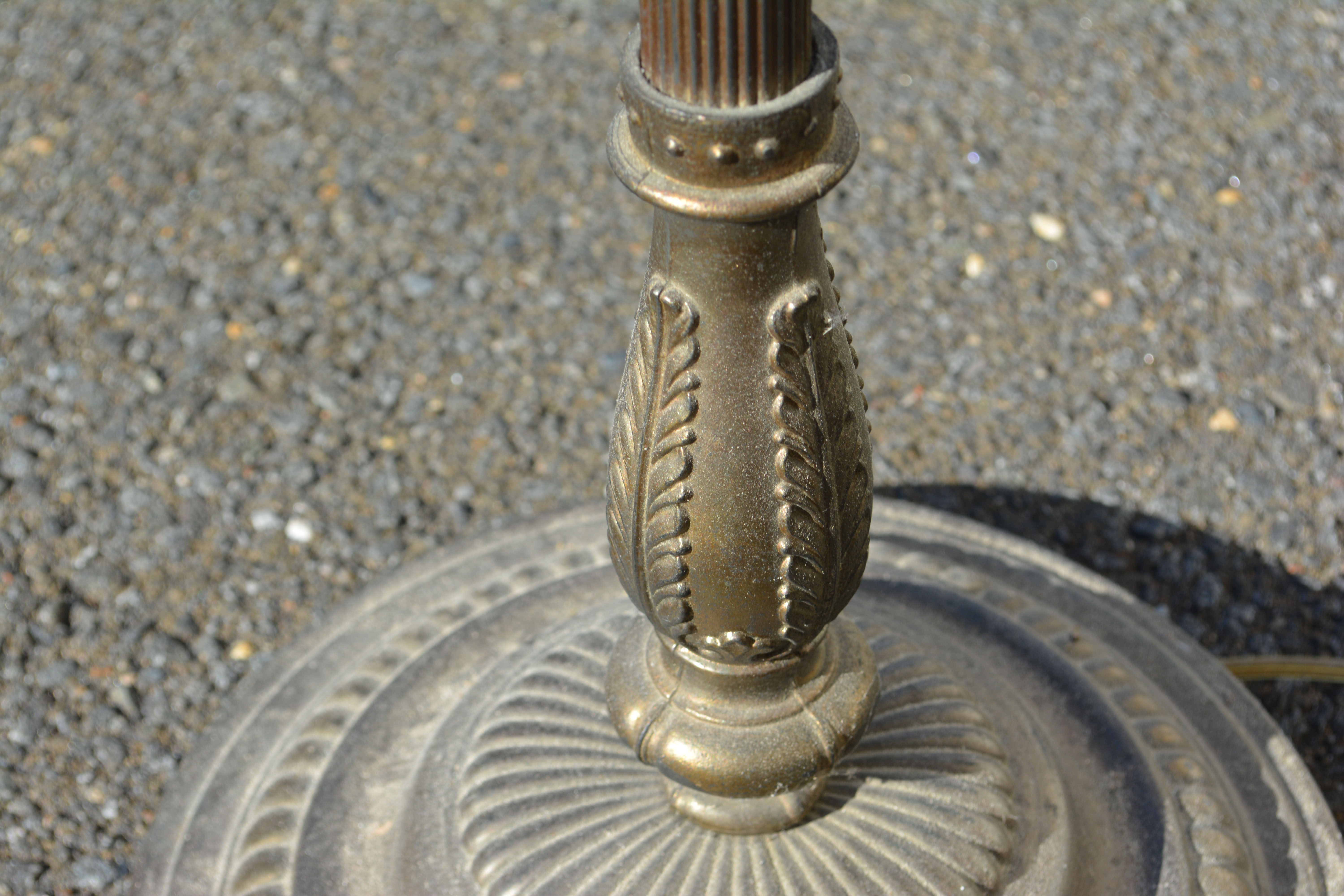 Vintage Brass Torchiere with Glass Shade