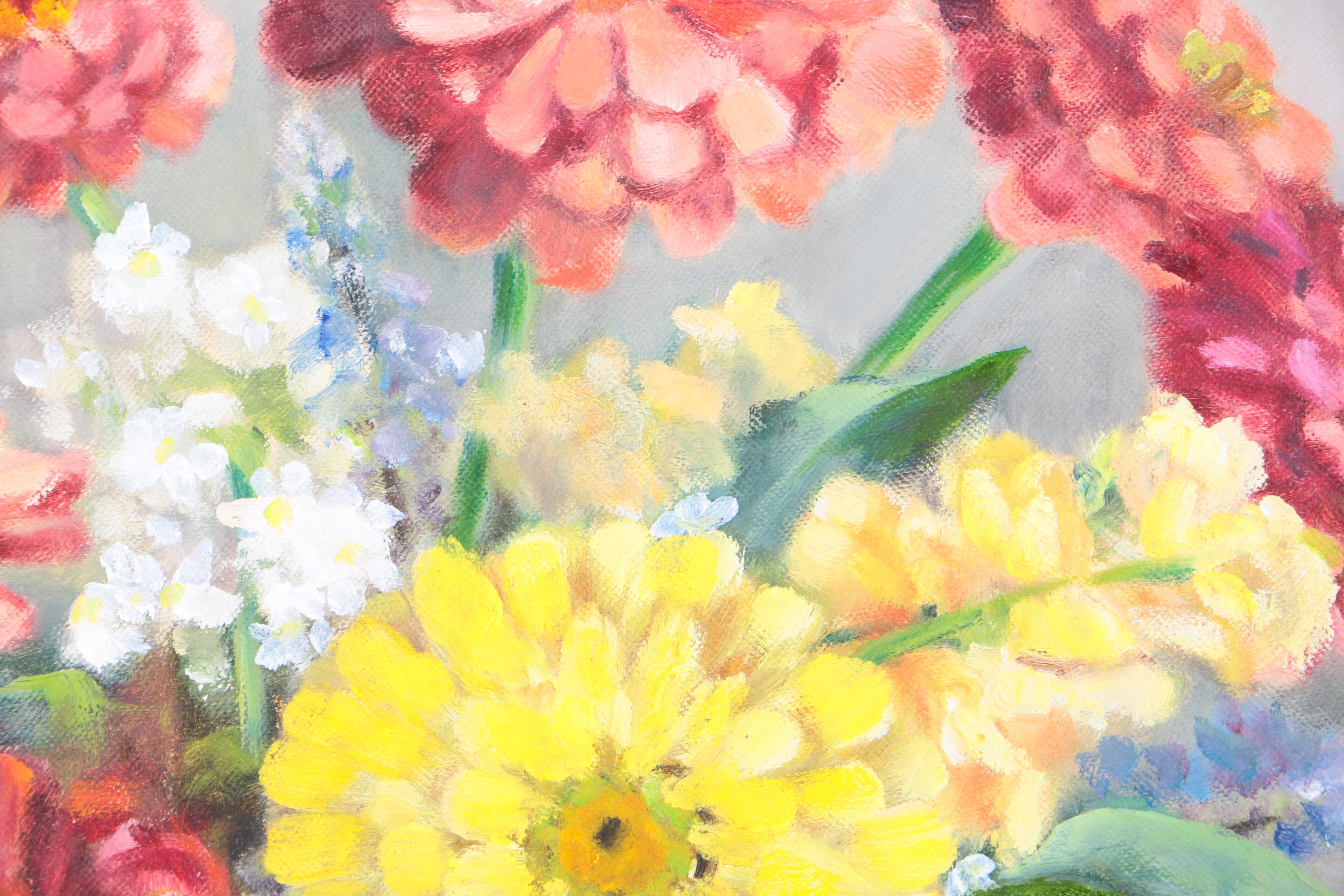 R. Prince Oil Painting on Canvas Board of Floral Still Life