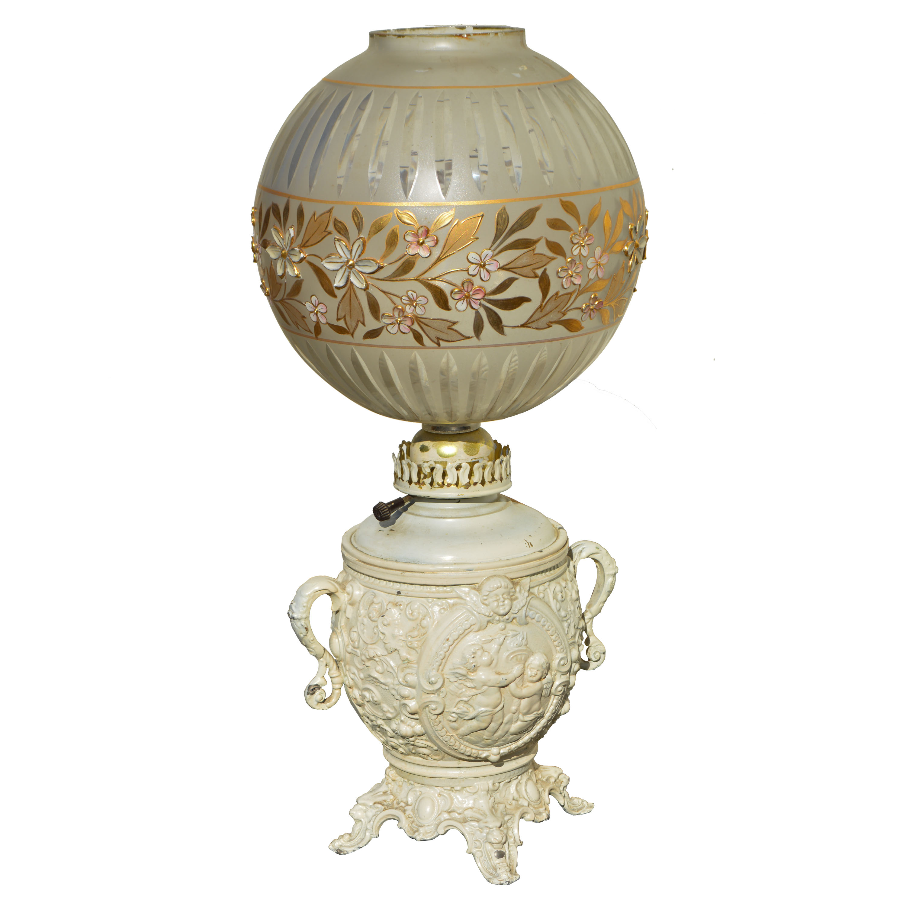 Parlor Lamp with Gold Tone Globe Shade
