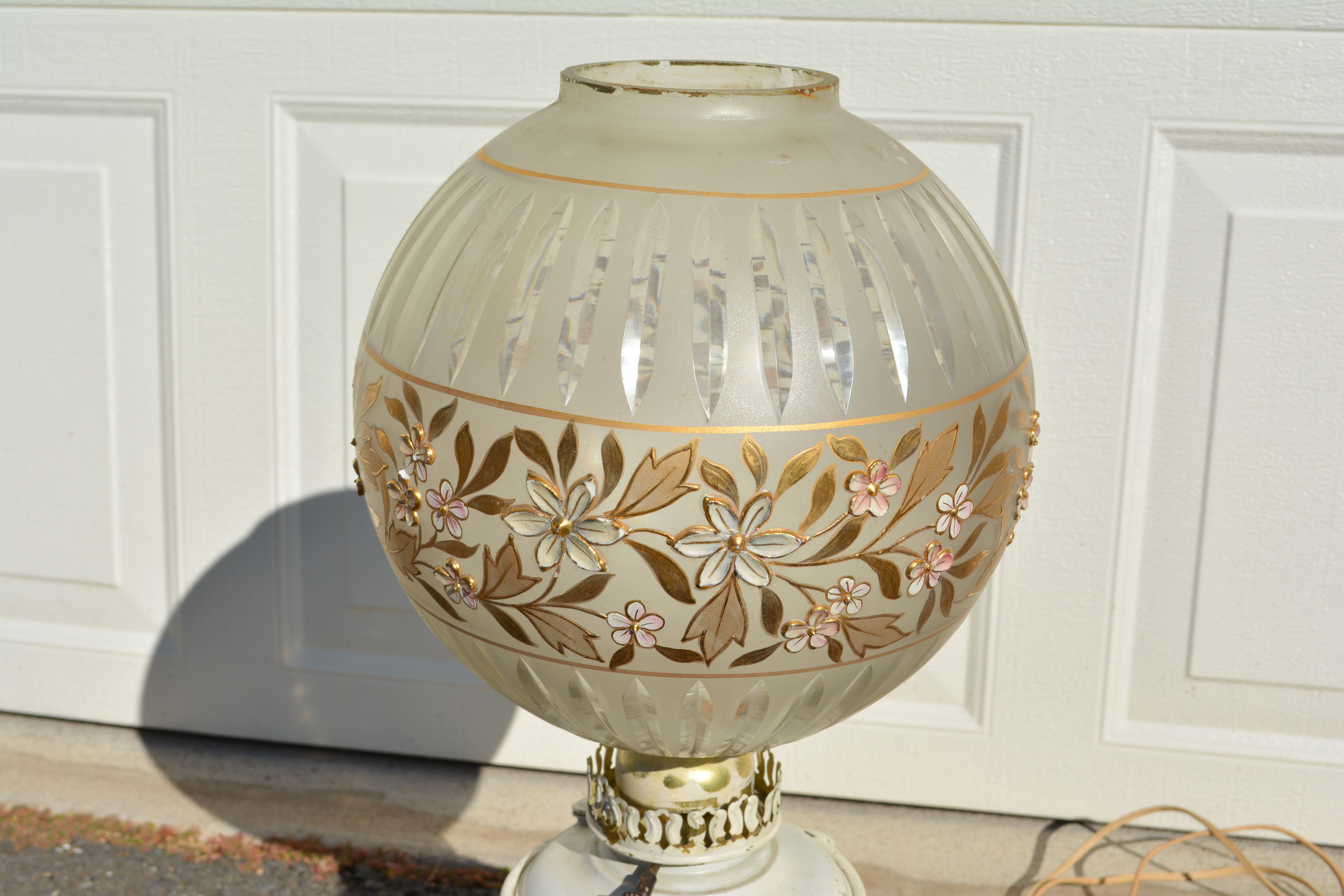 Parlor Lamp with Gold Tone Globe Shade