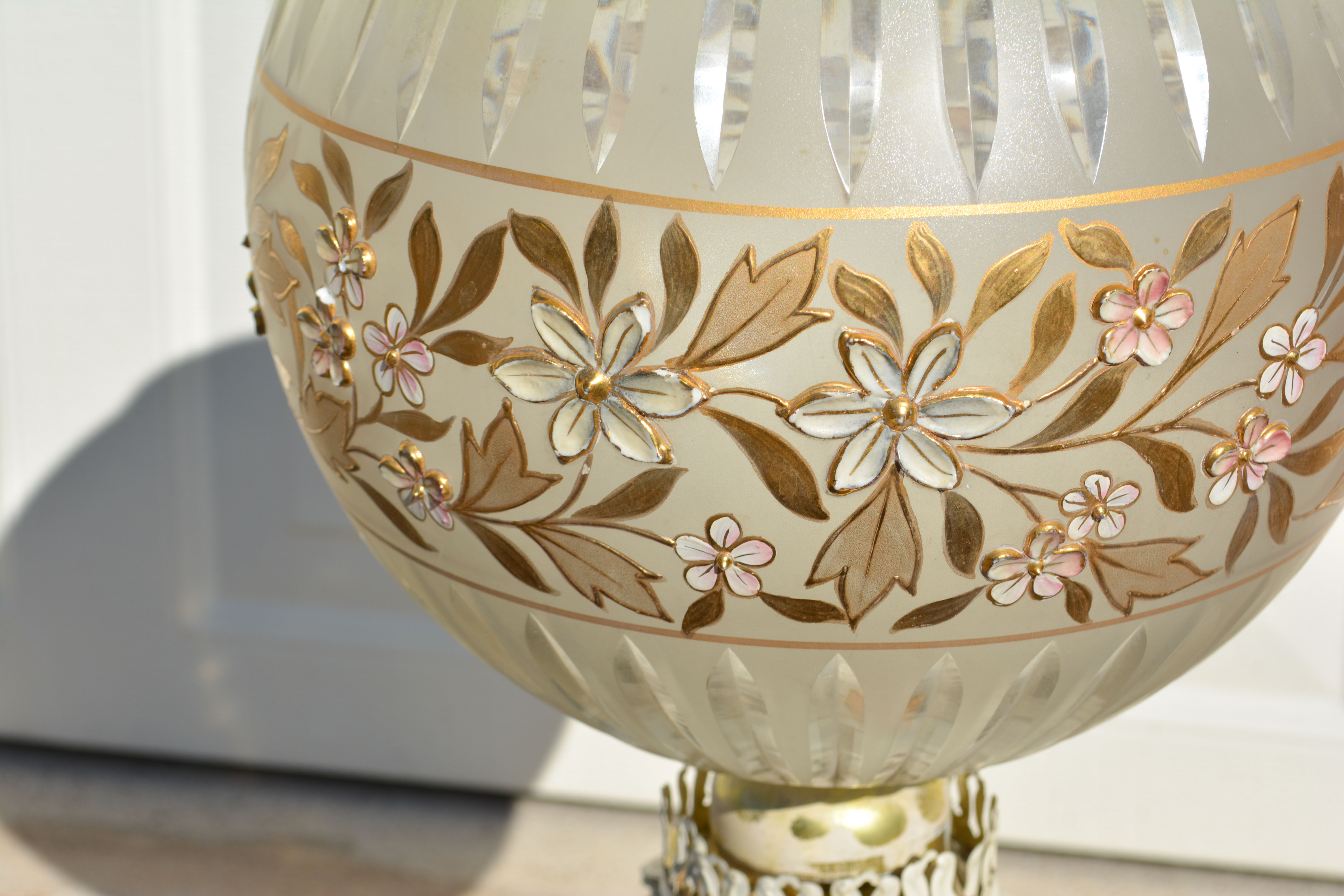 Parlor Lamp with Gold Tone Globe Shade