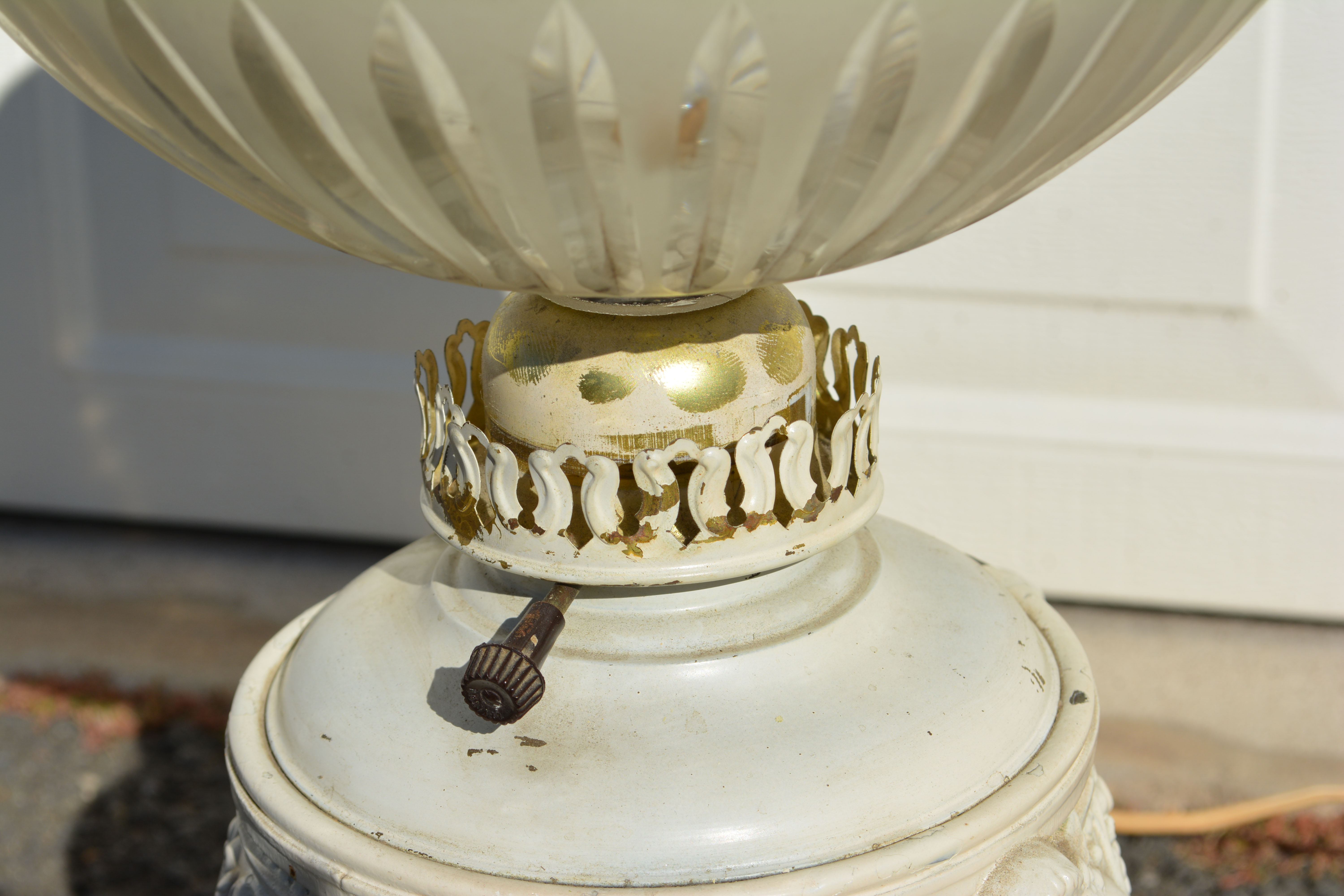 Parlor Lamp with Gold Tone Globe Shade