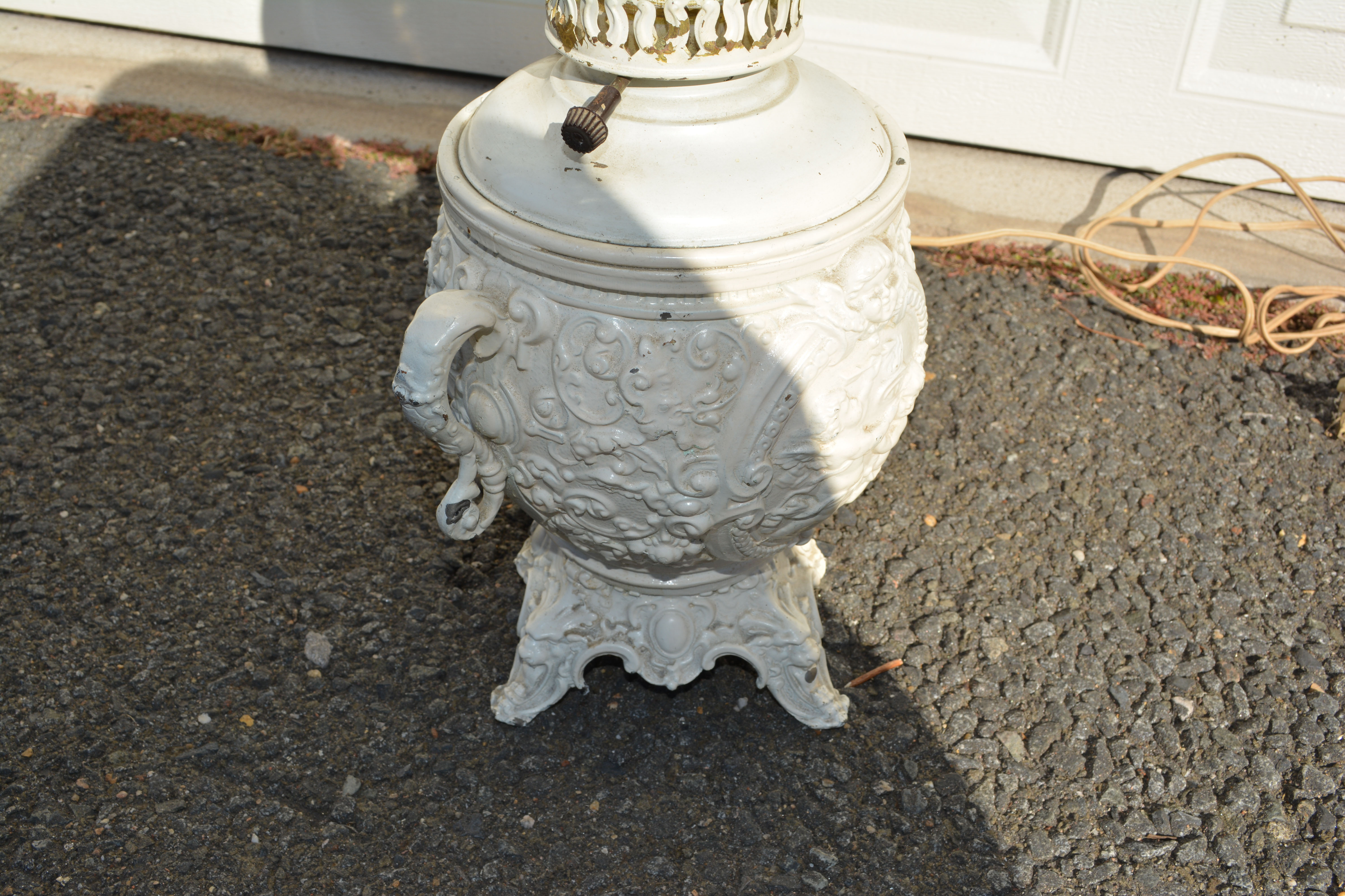 Parlor Lamp with Gold Tone Globe Shade