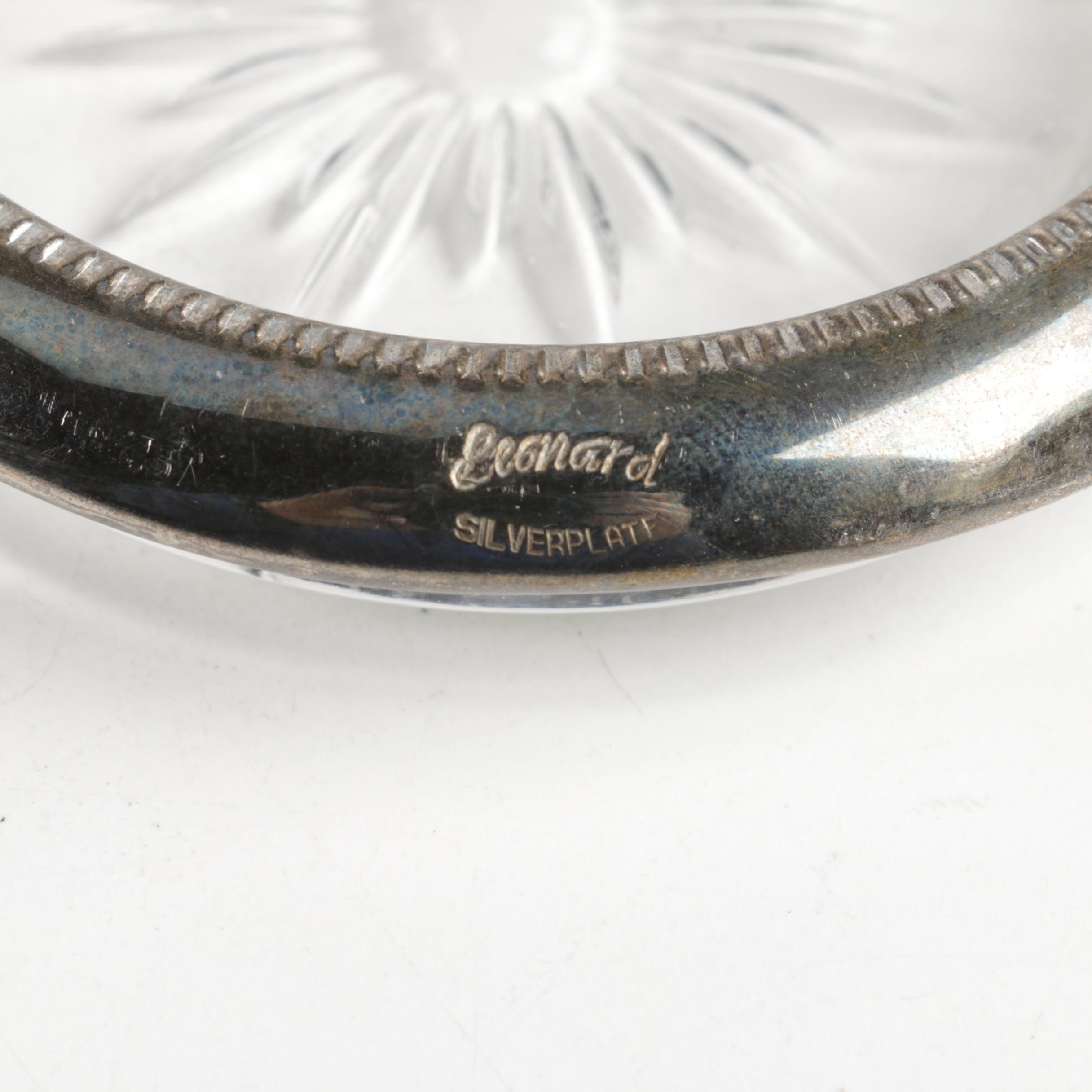 Leonard Silver Plate and Glass Coasters