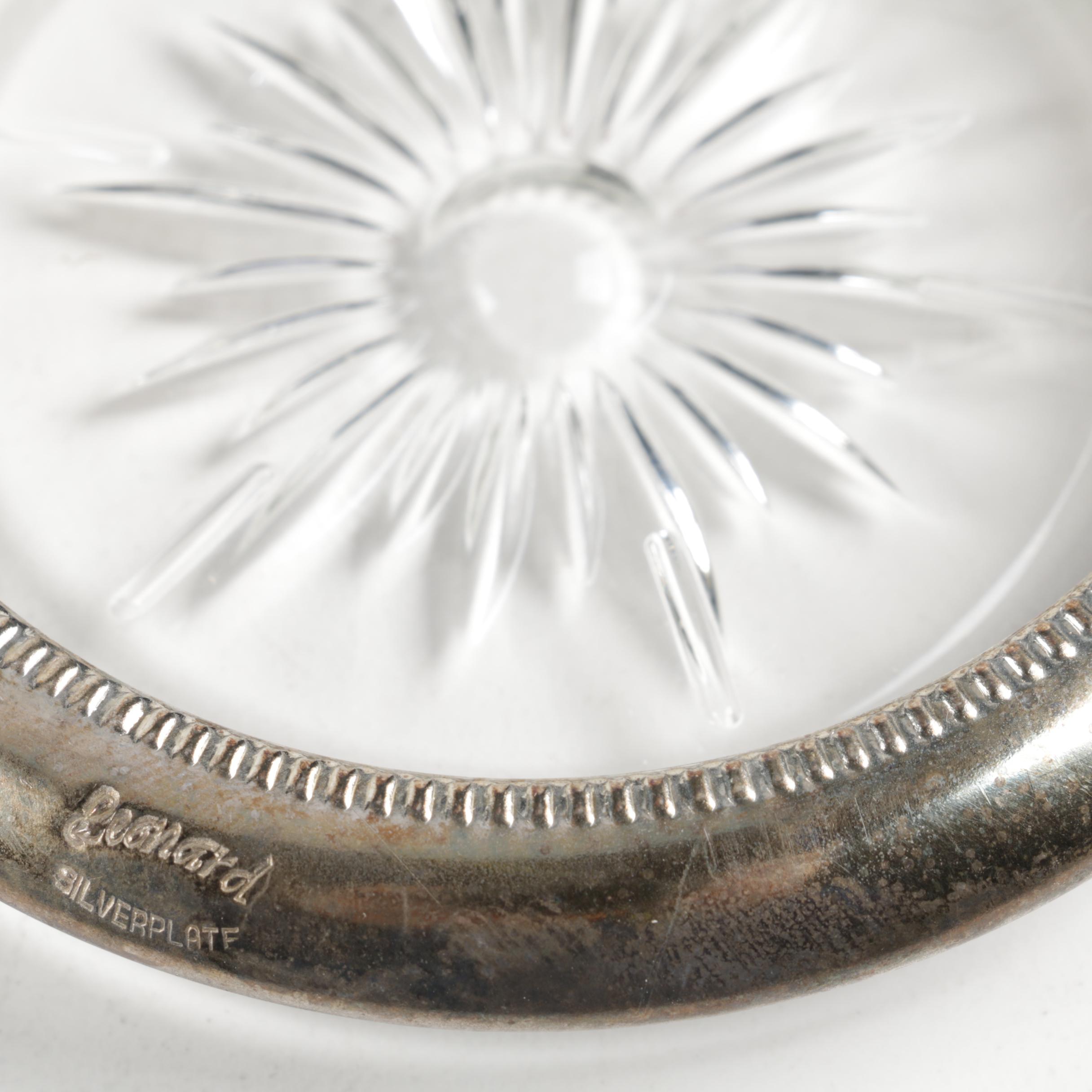 Leonard Silver Plate and Glass Coasters