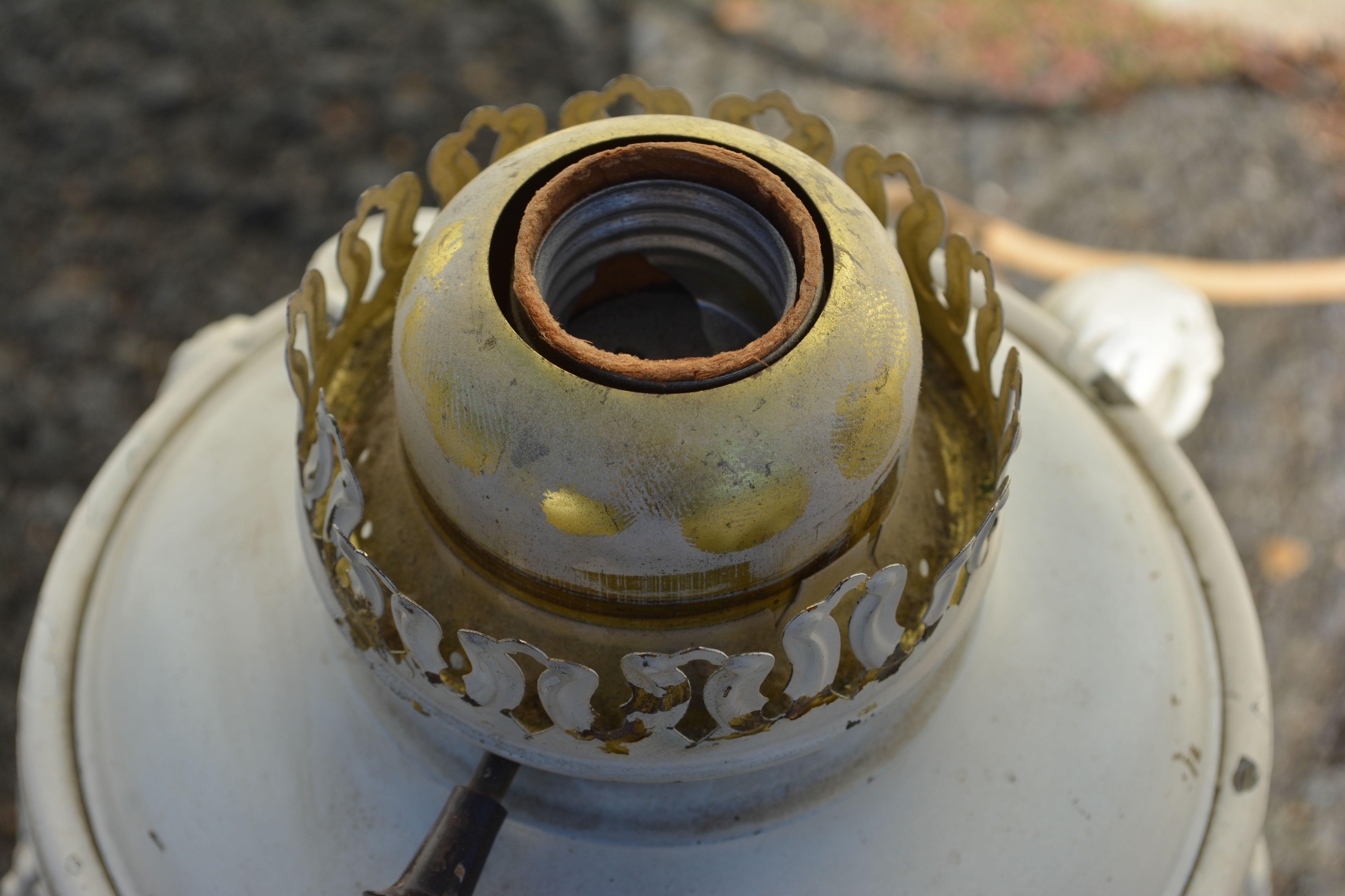 Parlor Lamp with Gold Tone Globe Shade