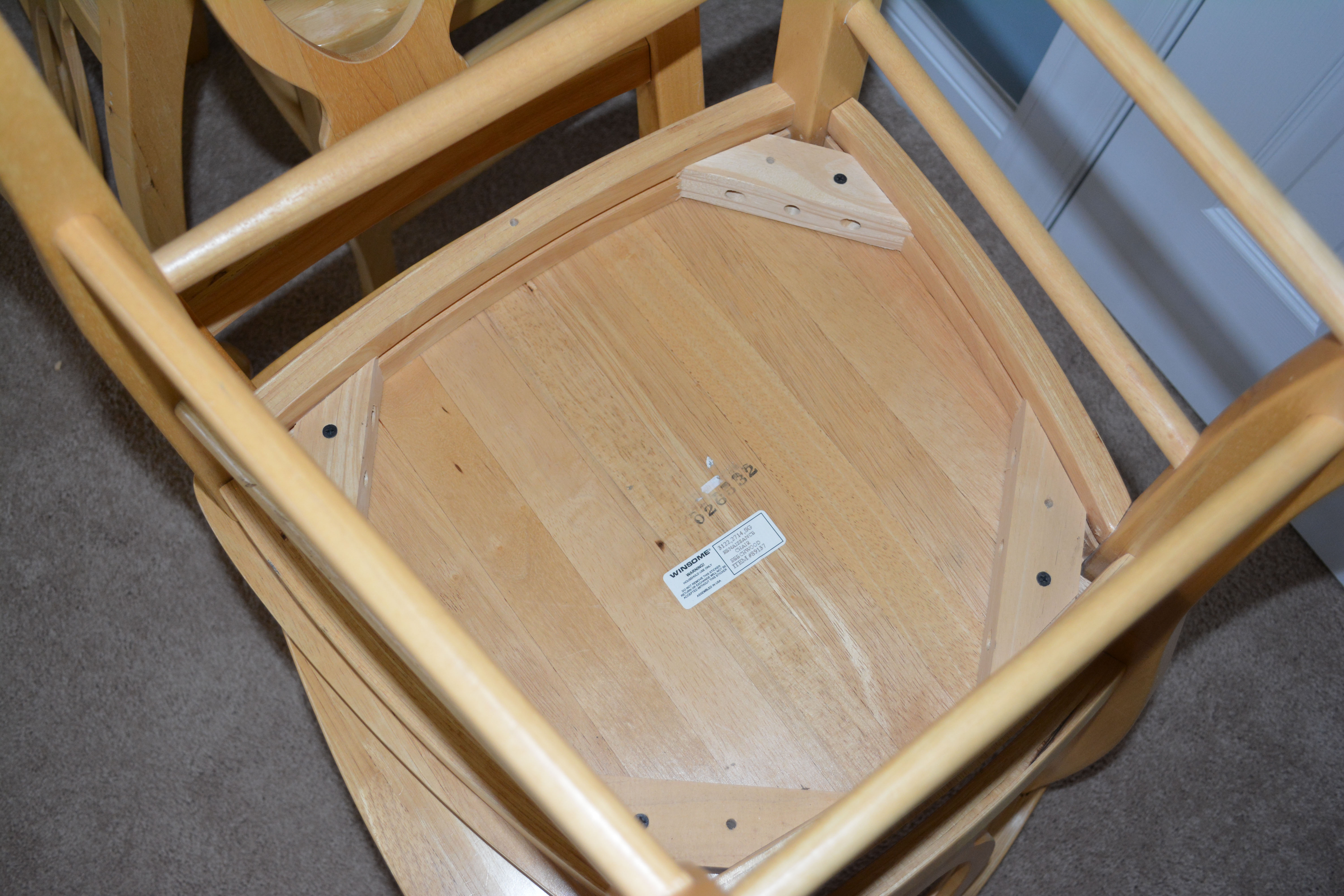 Biedermeier Style Natural Beech Wood Dining Table and Six Chairs