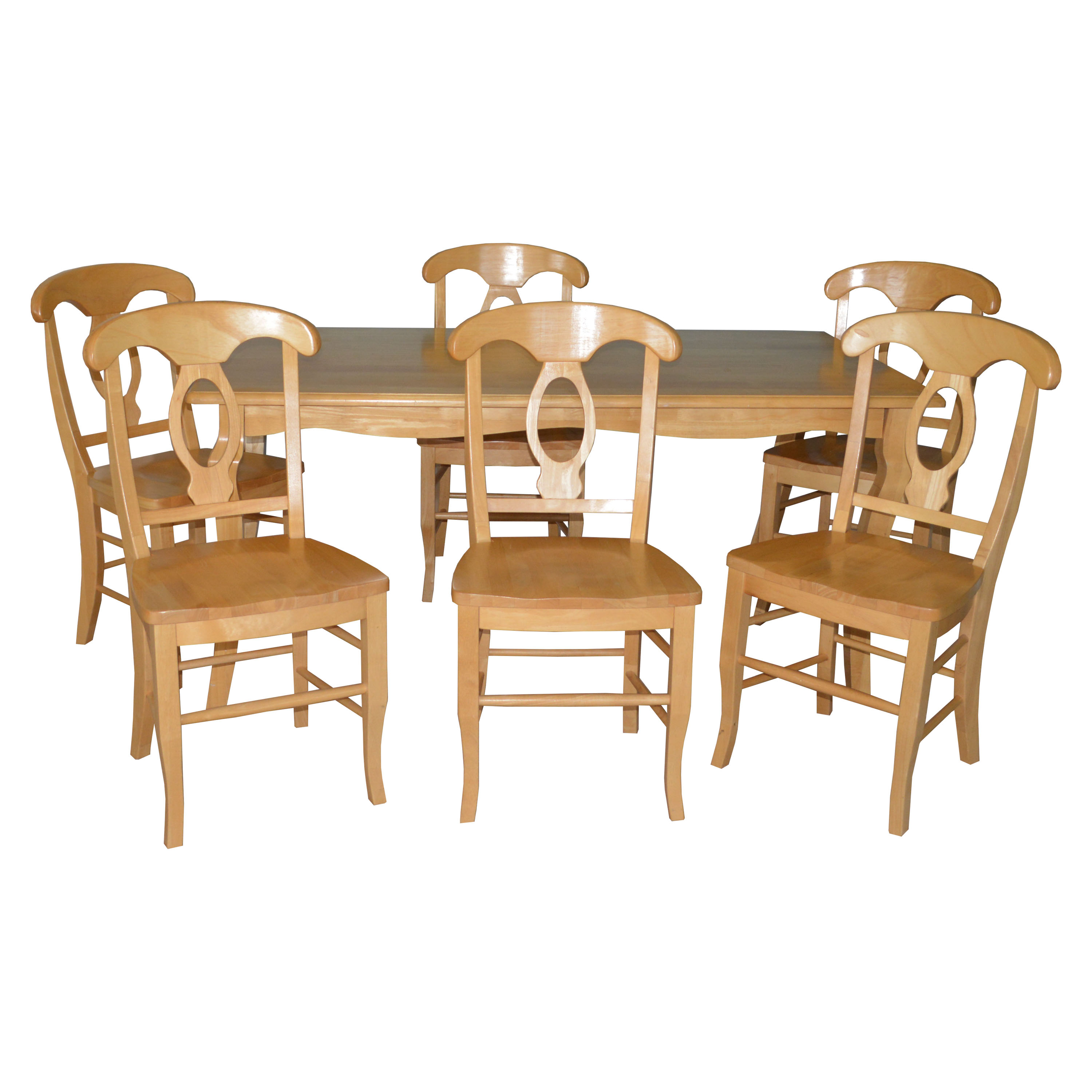 Biedermeier Style Natural Beech Wood Dining Table and Six Chairs