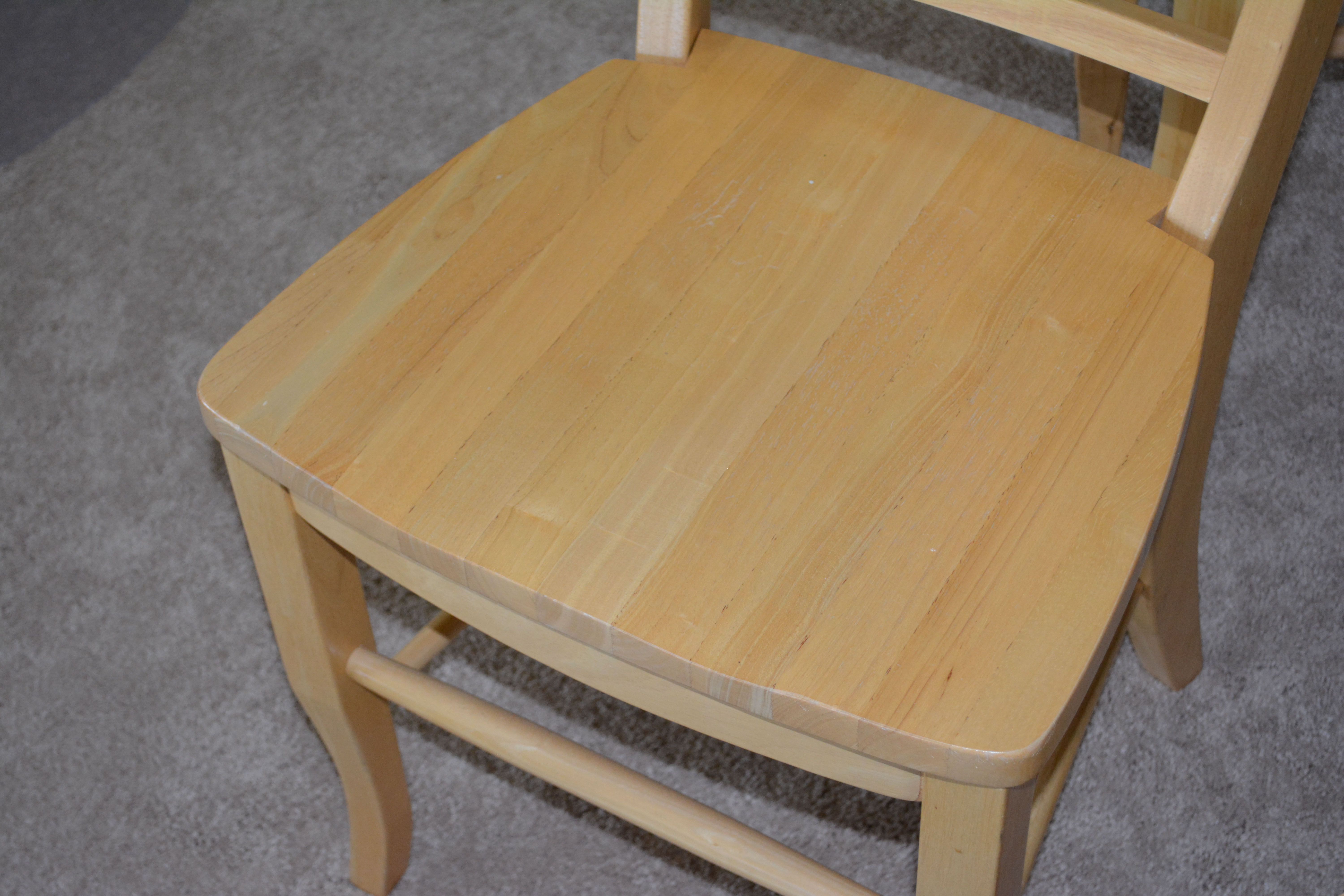 Biedermeier Style Natural Beech Wood Dining Table and Six Chairs