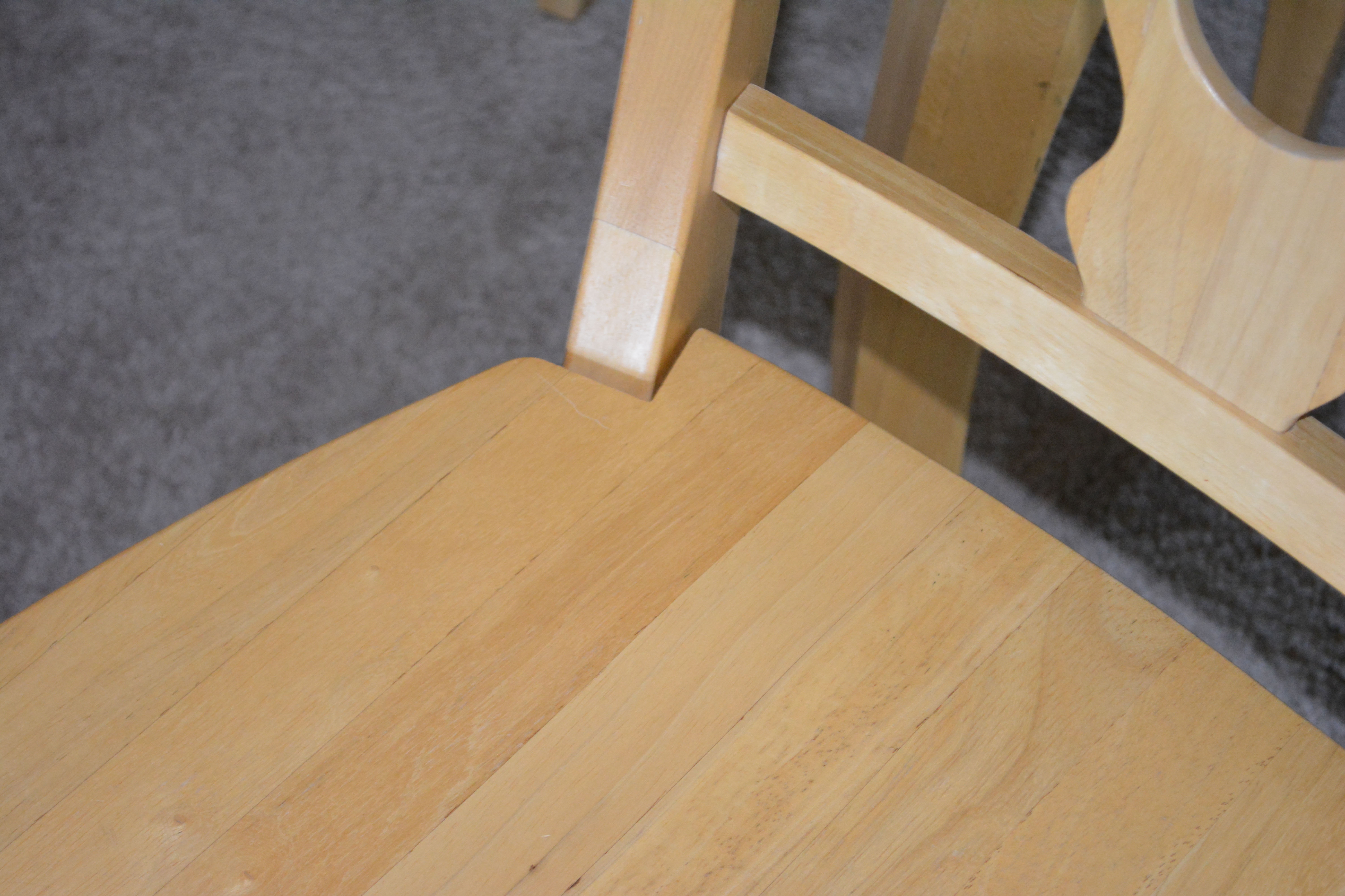 Biedermeier Style Natural Beech Wood Dining Table and Six Chairs