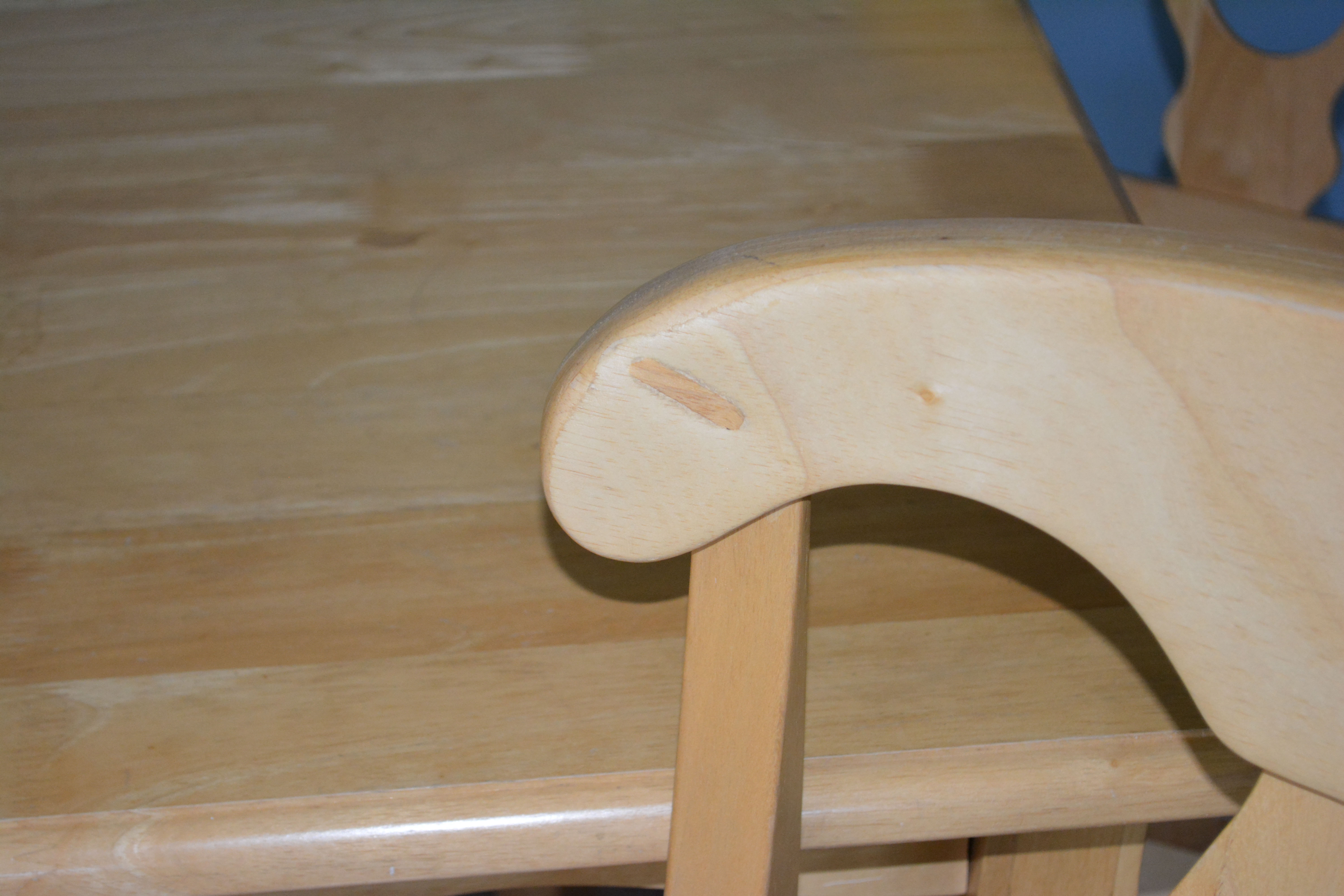 Biedermeier Style Natural Beech Wood Dining Table and Six Chairs