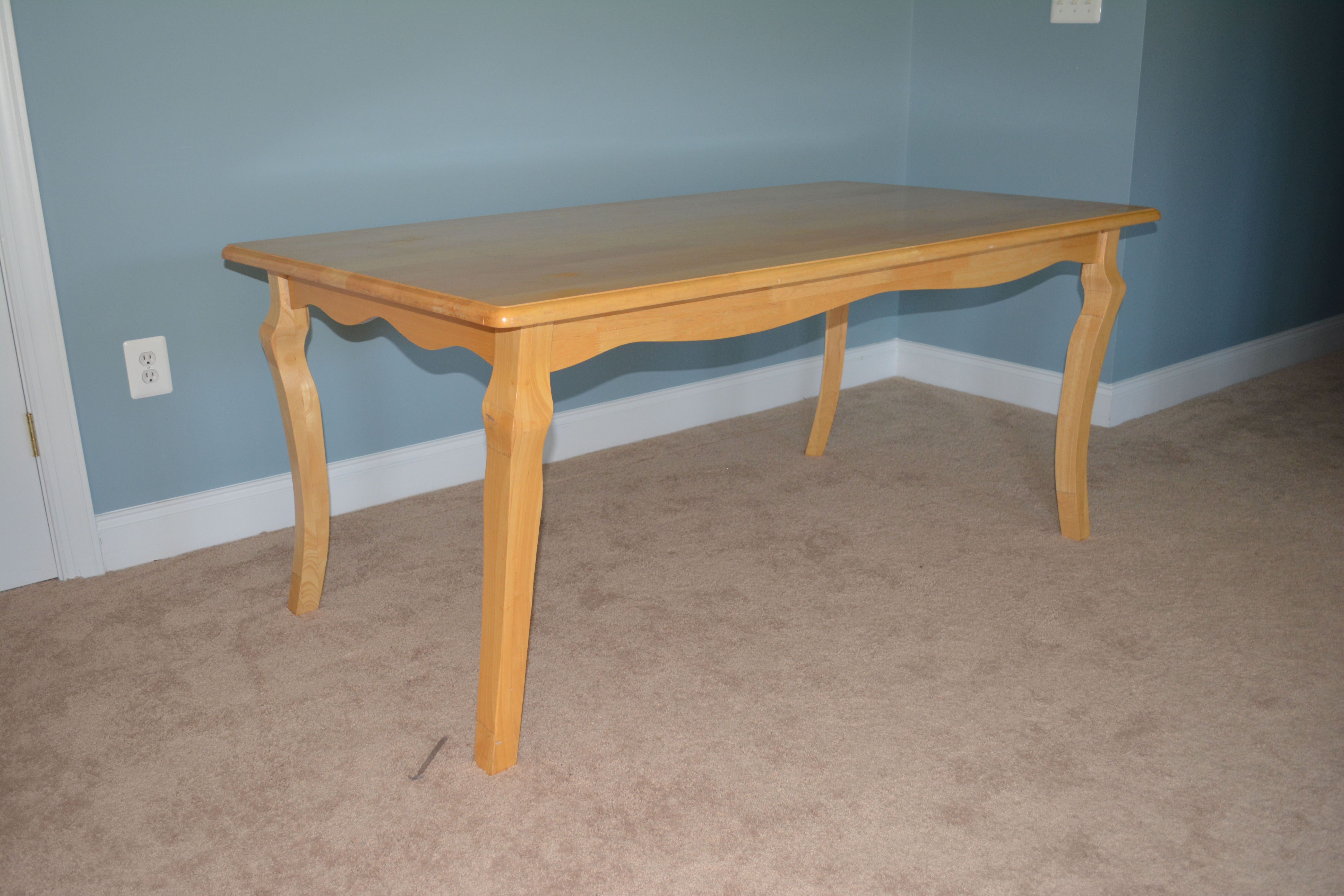 Biedermeier Style Natural Beech Wood Dining Table and Six Chairs