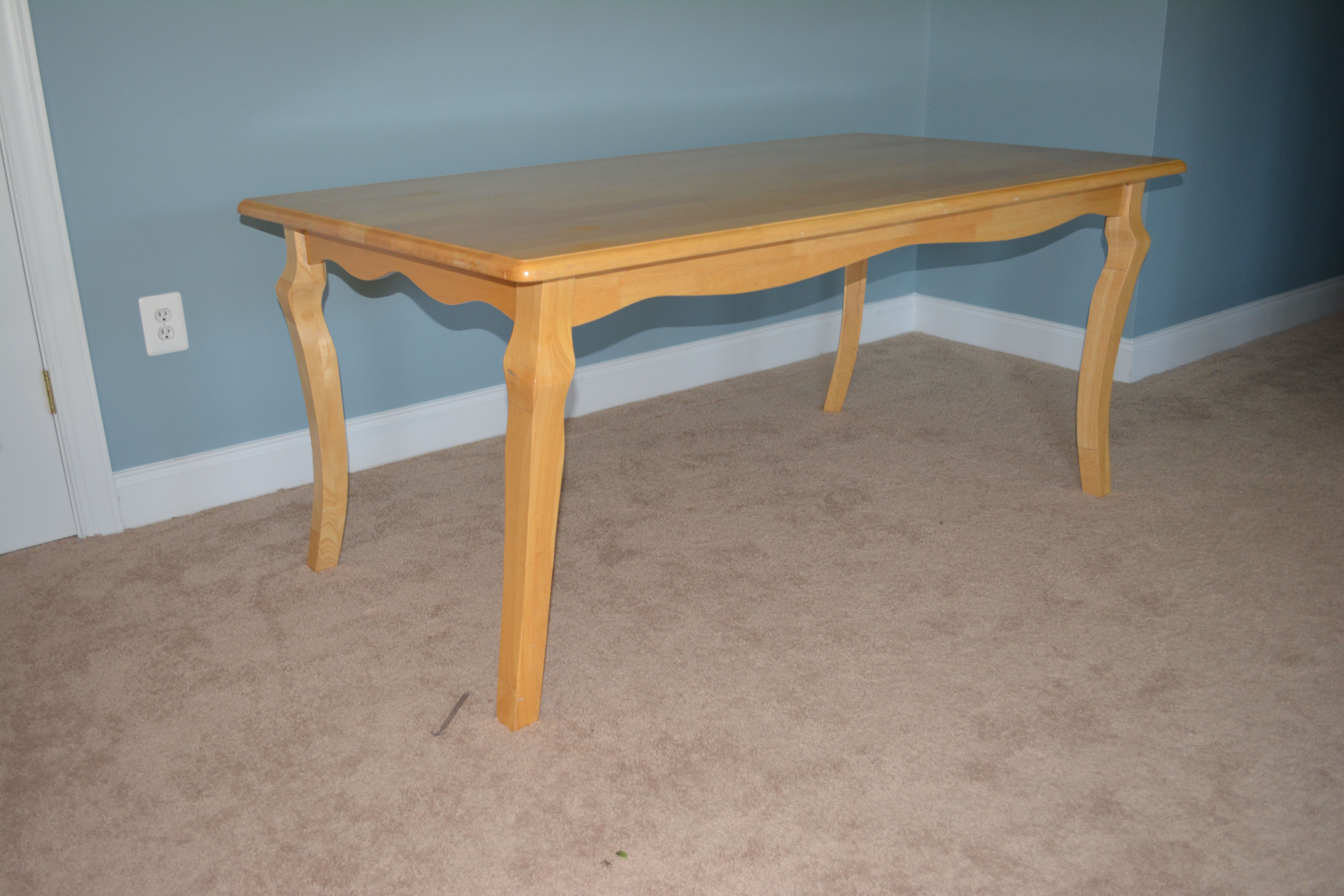 Biedermeier Style Natural Beech Wood Dining Table and Six Chairs