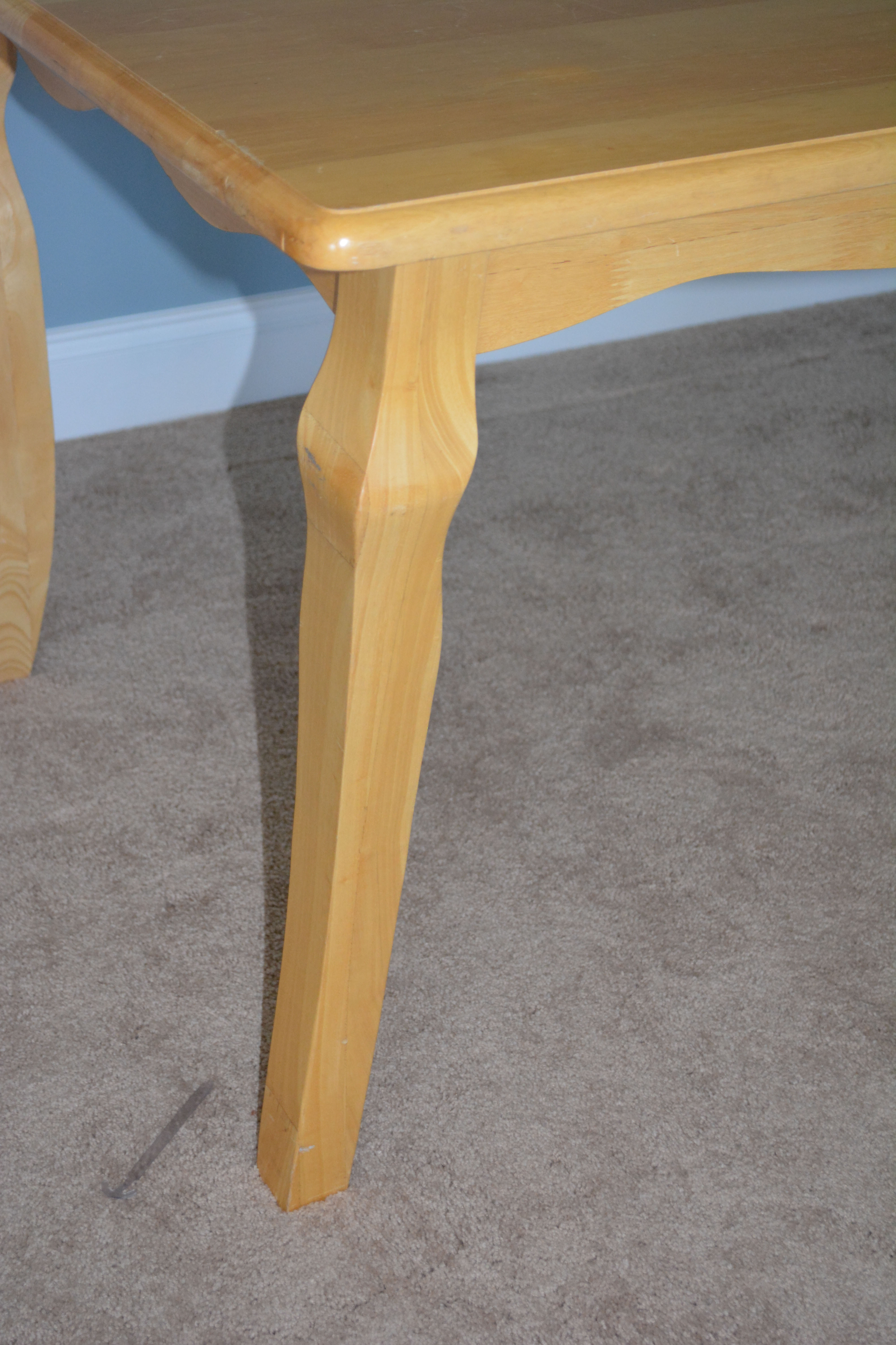 Biedermeier Style Natural Beech Wood Dining Table and Six Chairs