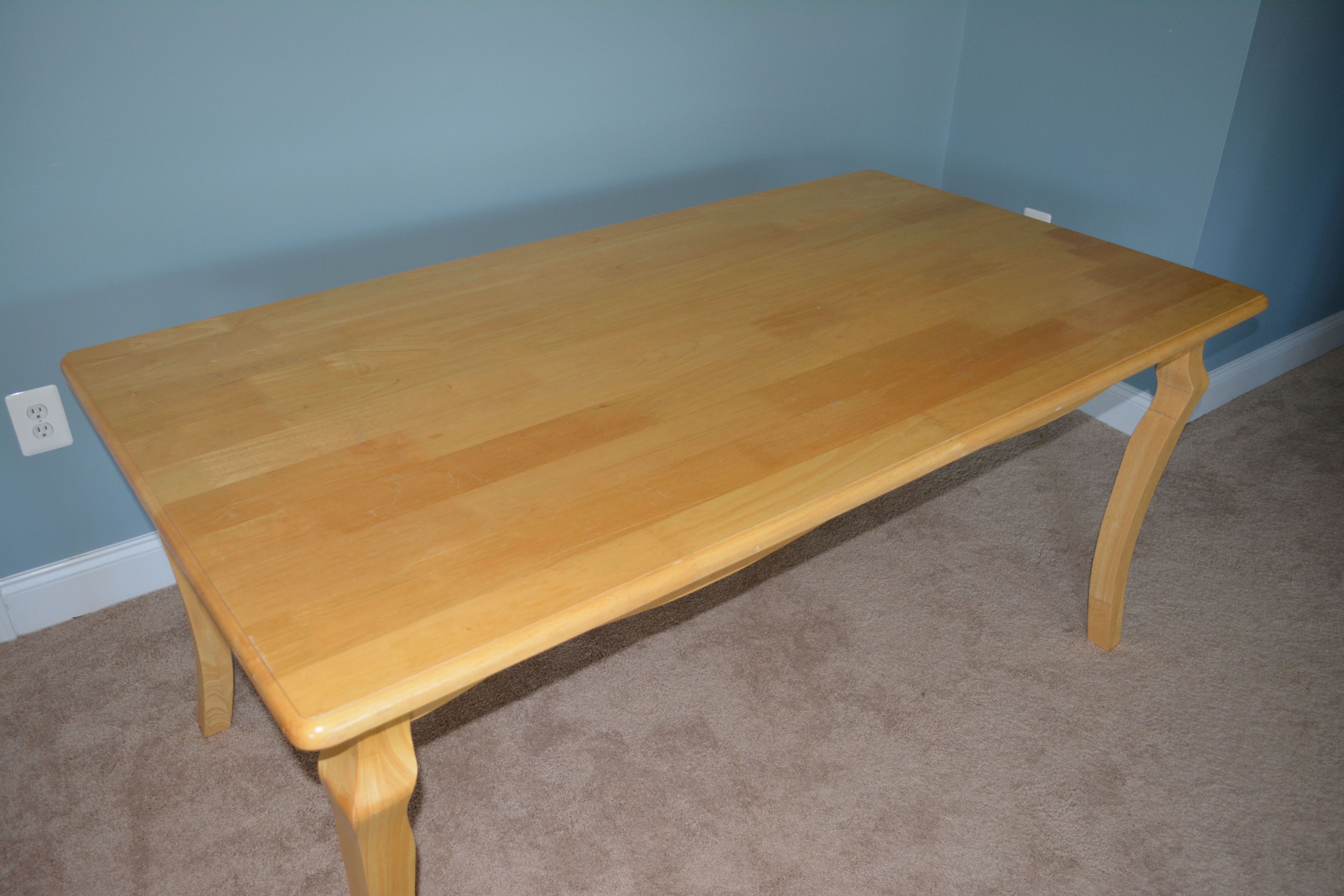 Biedermeier Style Natural Beech Wood Dining Table and Six Chairs