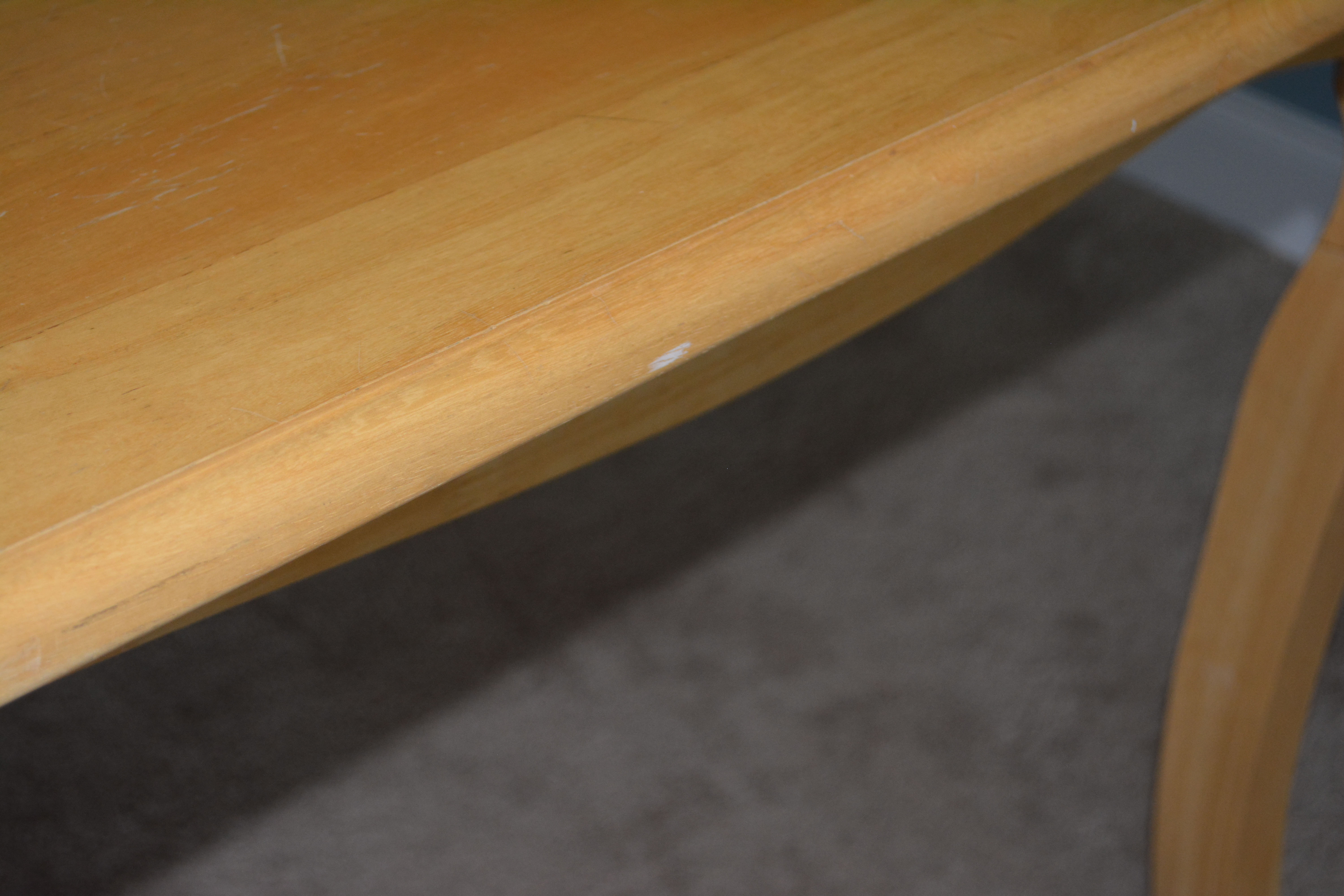 Biedermeier Style Natural Beech Wood Dining Table and Six Chairs