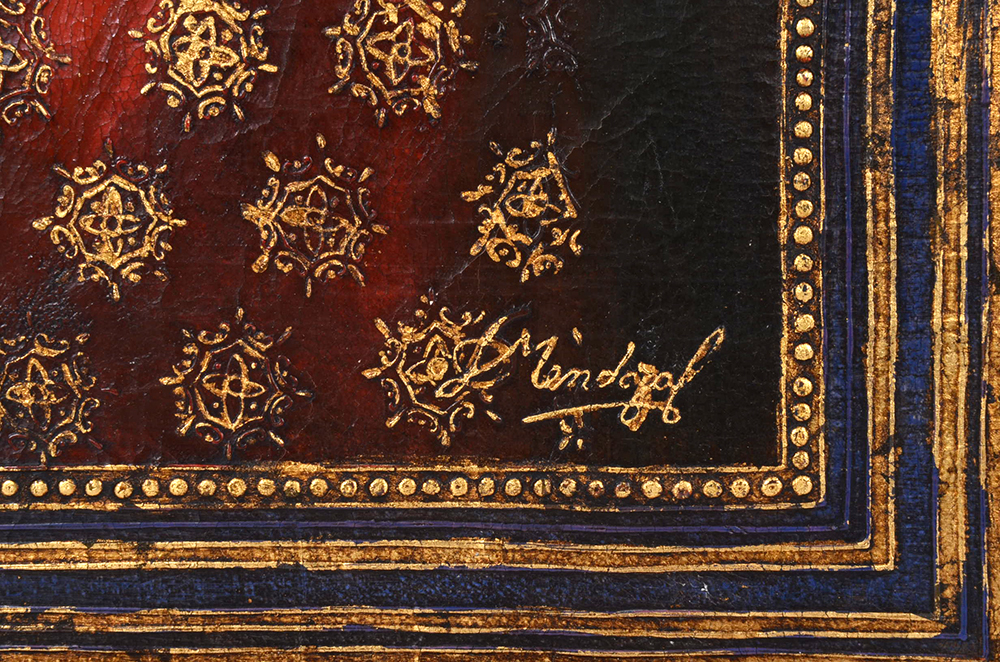 Diana Mendoza Original Oil and Gold Leaf Painting on Canvas "Niña con perrito"