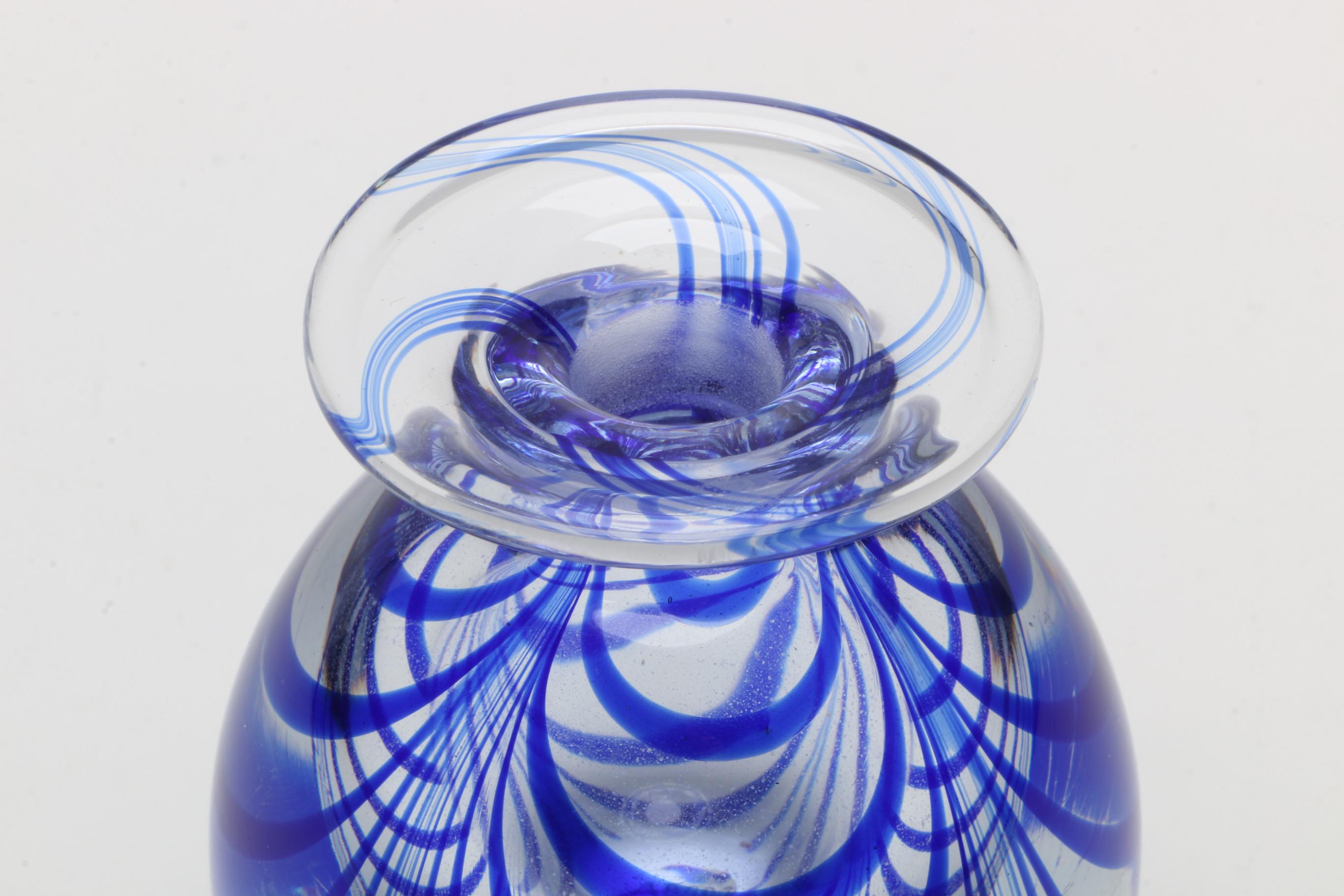 Metropolitan Museum of Art Cobalt Swirled Art Glass Vase