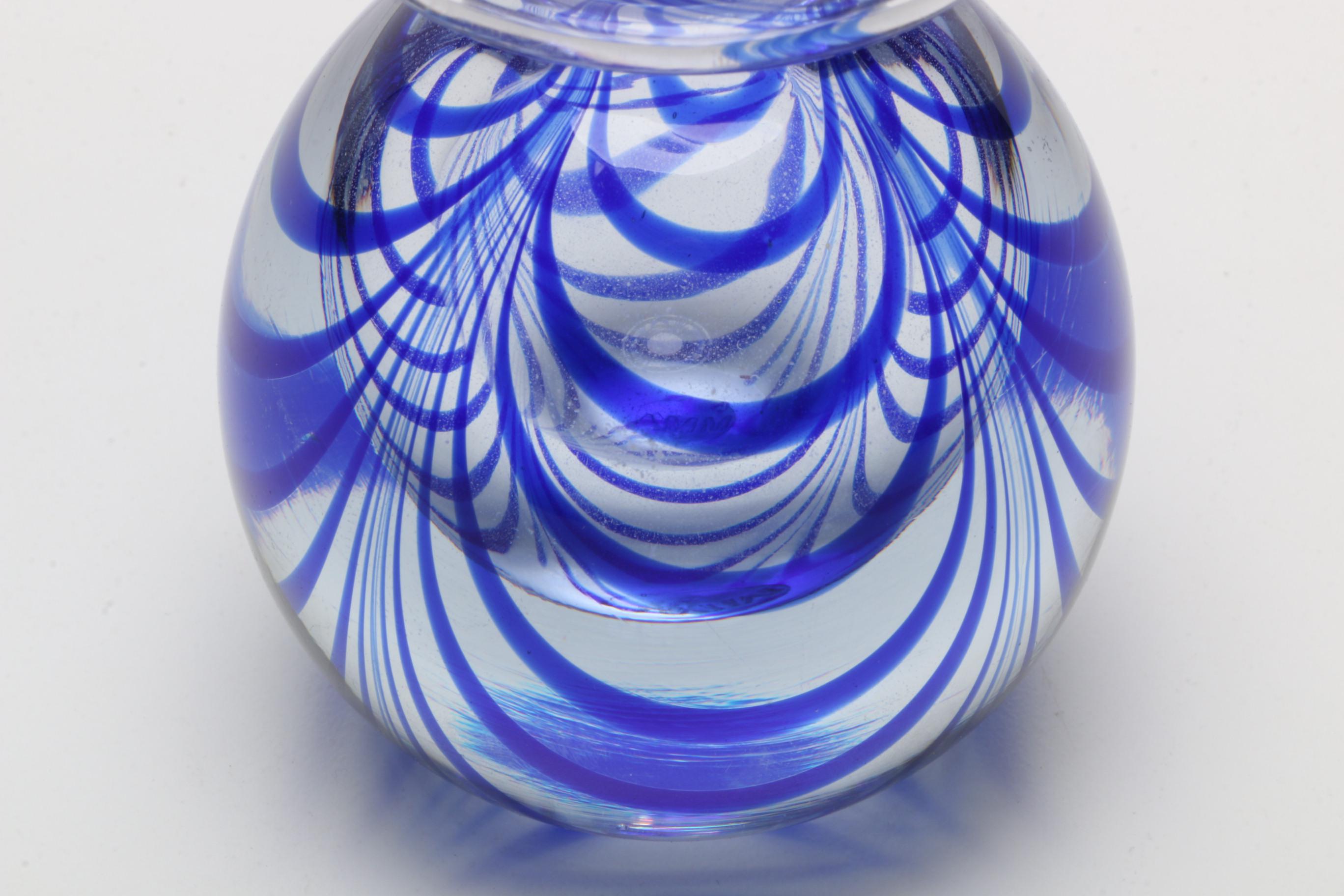 Metropolitan Museum of Art Cobalt Swirled Art Glass Vase