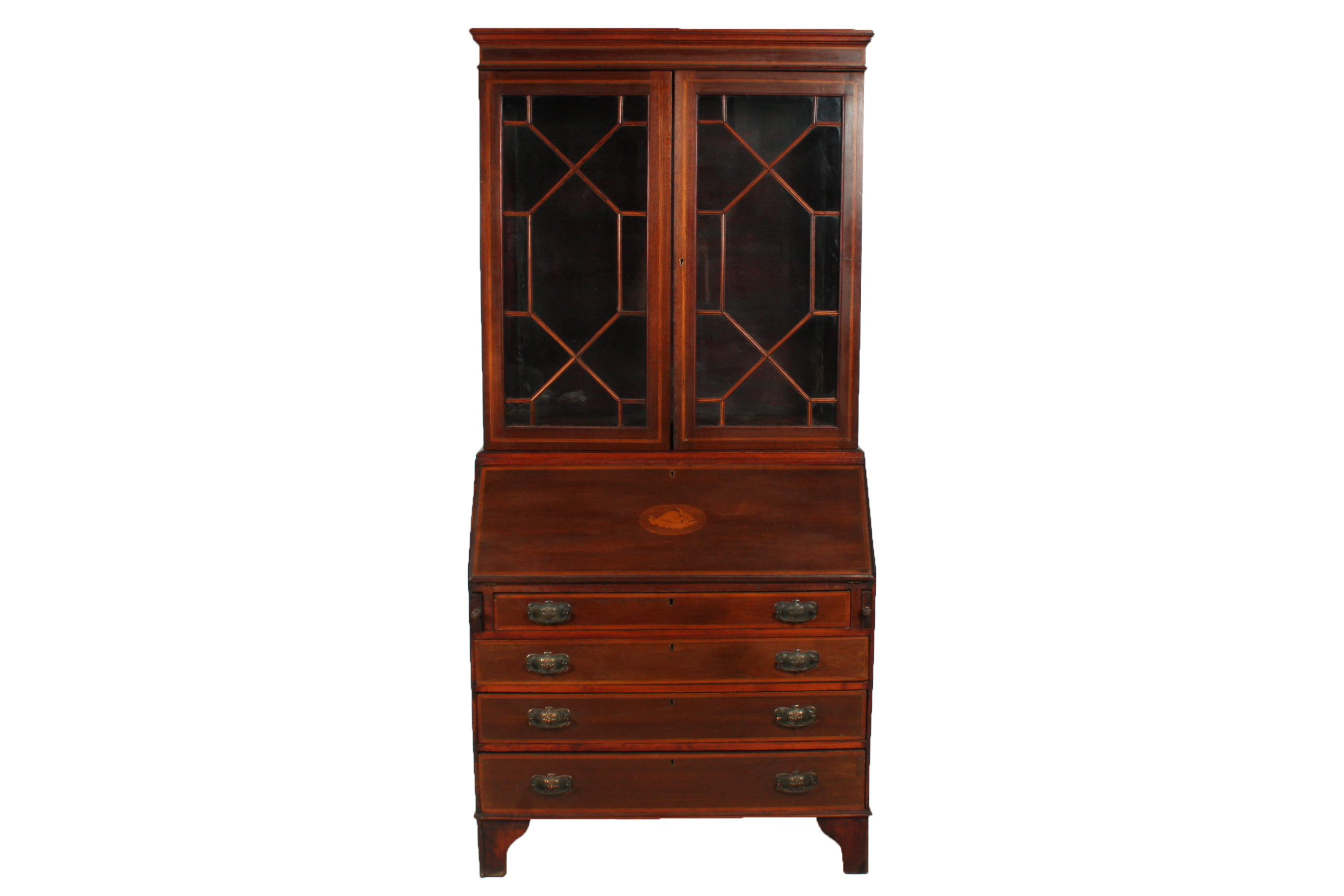 Antique English Edwardian Secretary Bookcase