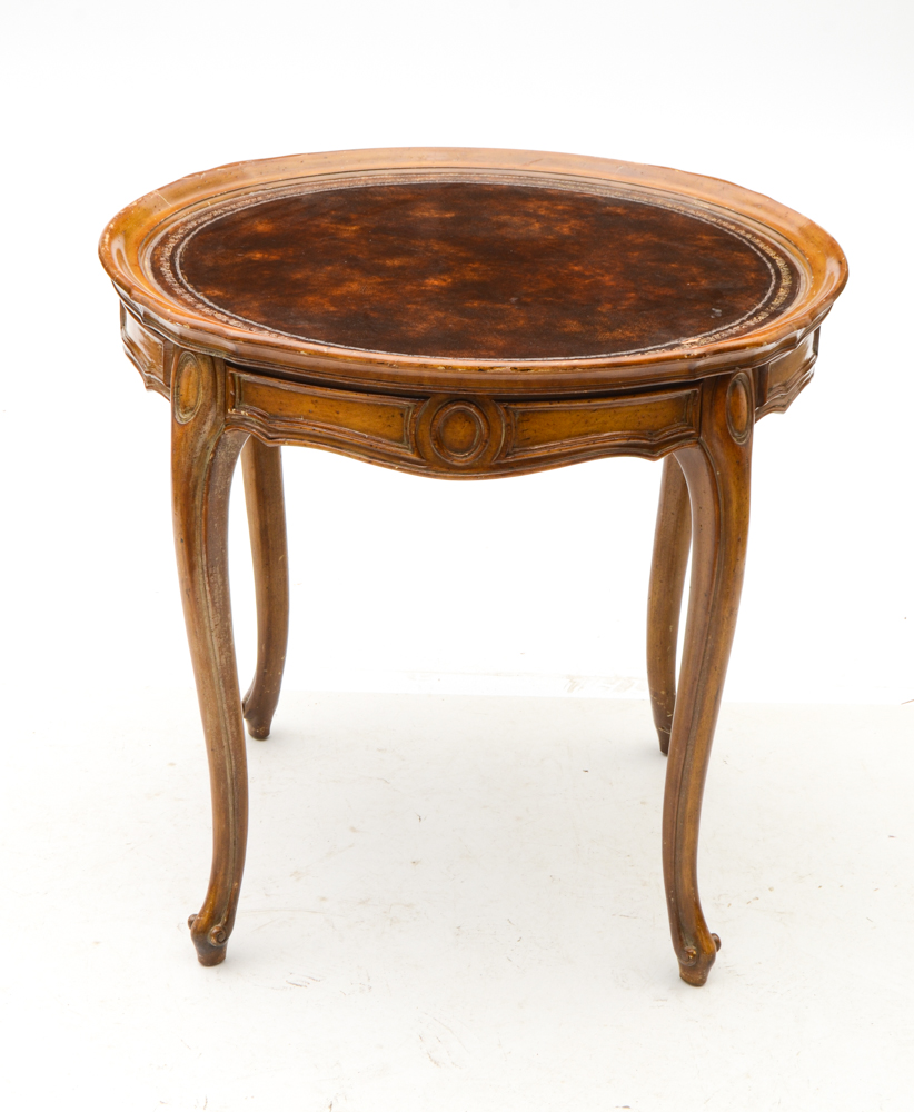 Vintage Leather Top Side Table