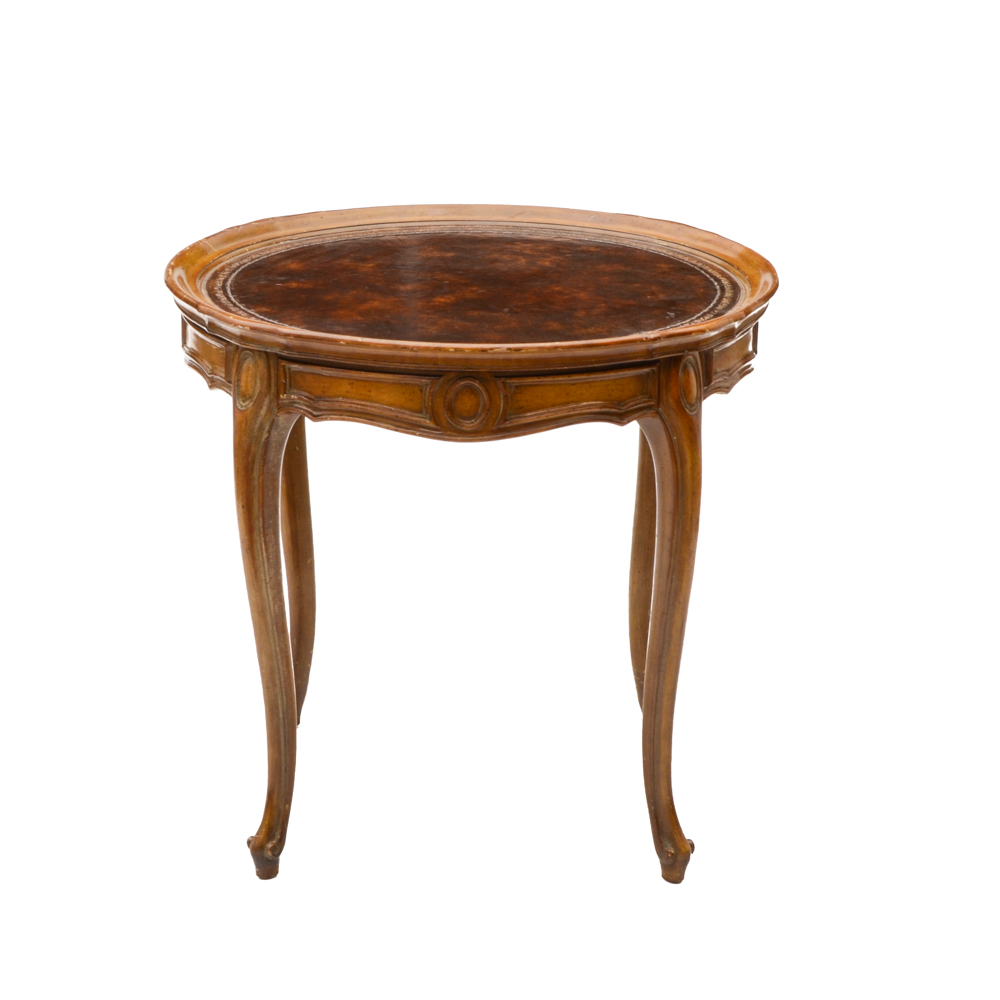 Vintage Leather Top Side Table