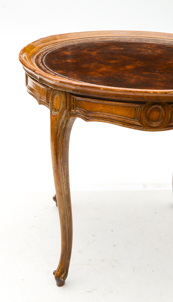 Vintage Leather Top Side Table